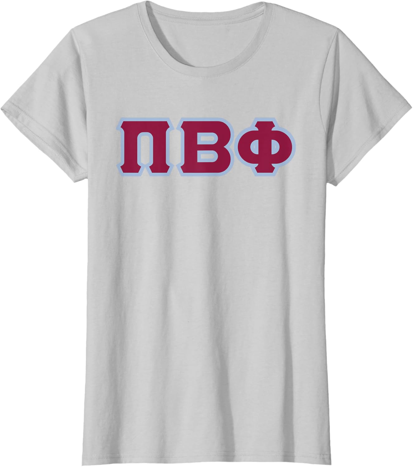 Pi Beta Phi Official Licensed T-Shirt with Silver Blue Letters for Women - 1