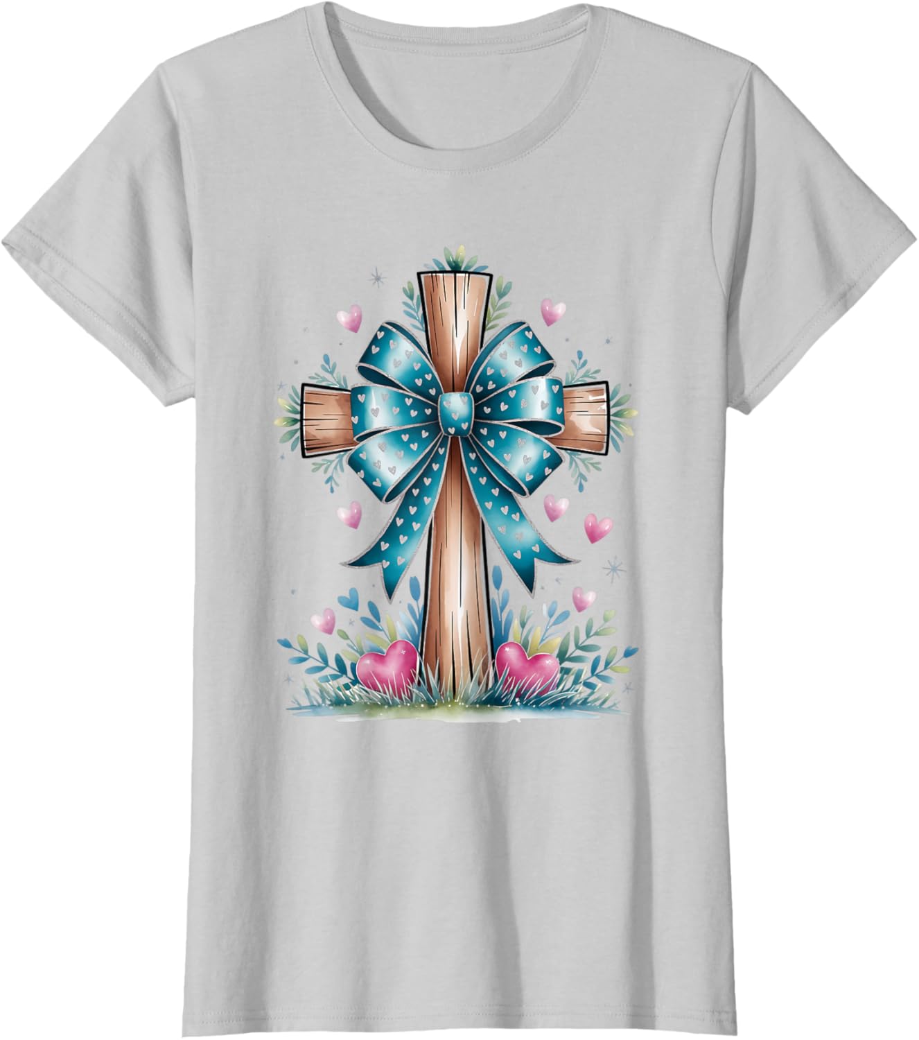 Rustic Floral Cross T-Shirt for Easter Spring Christian Faith Enthusiasts - 7