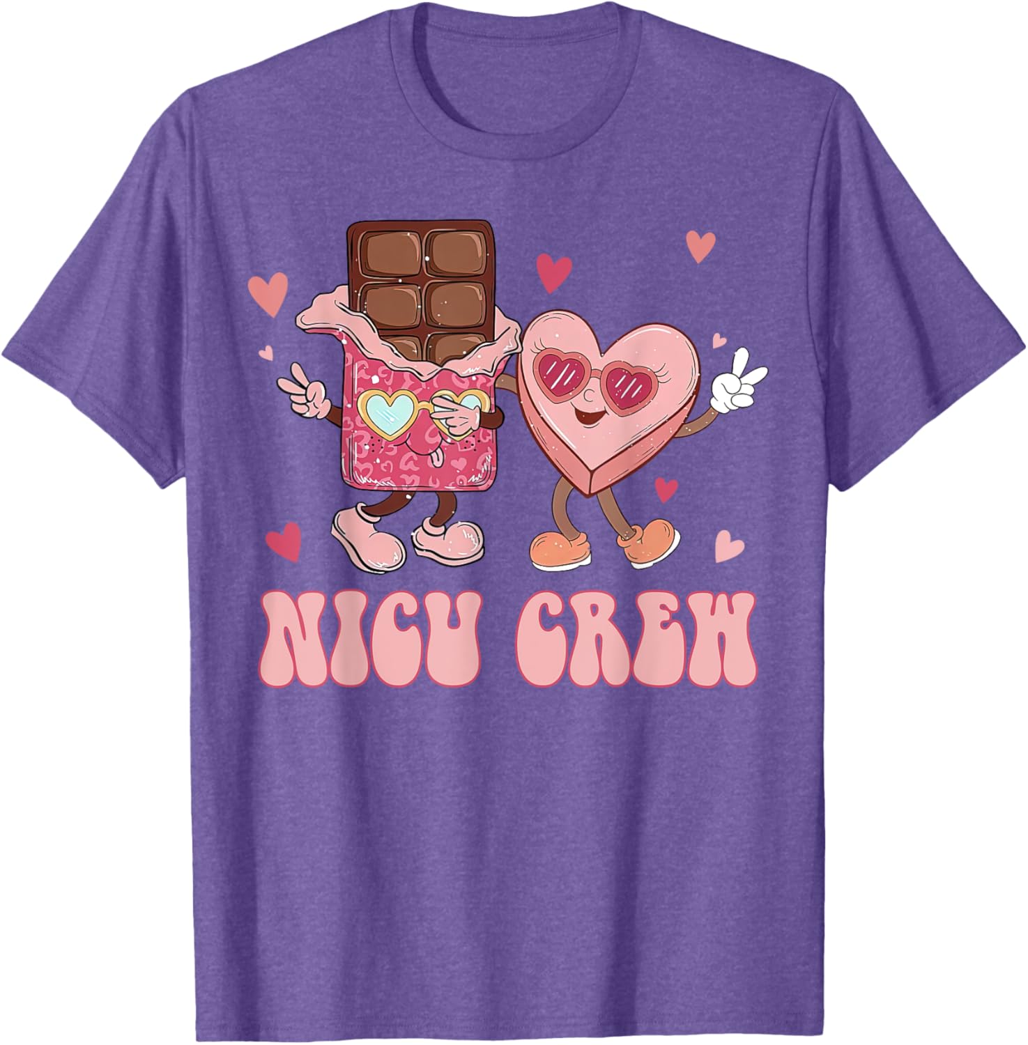 Retro NICU Crew Valentine's Day T-Shirt for Nurses with Cute Heart Design - 4