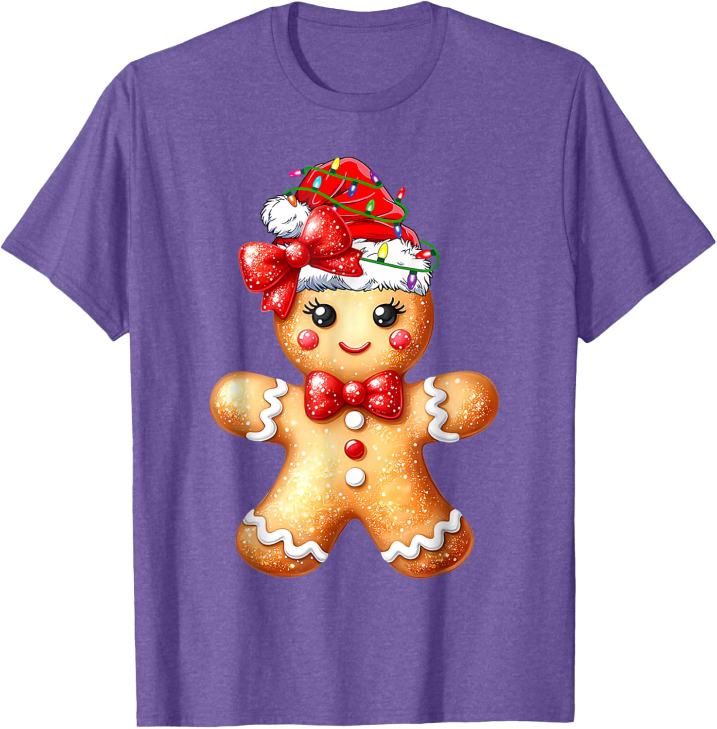 Merry Christmas Gingerbread Santa T-Shirt for Girls and Women - 28