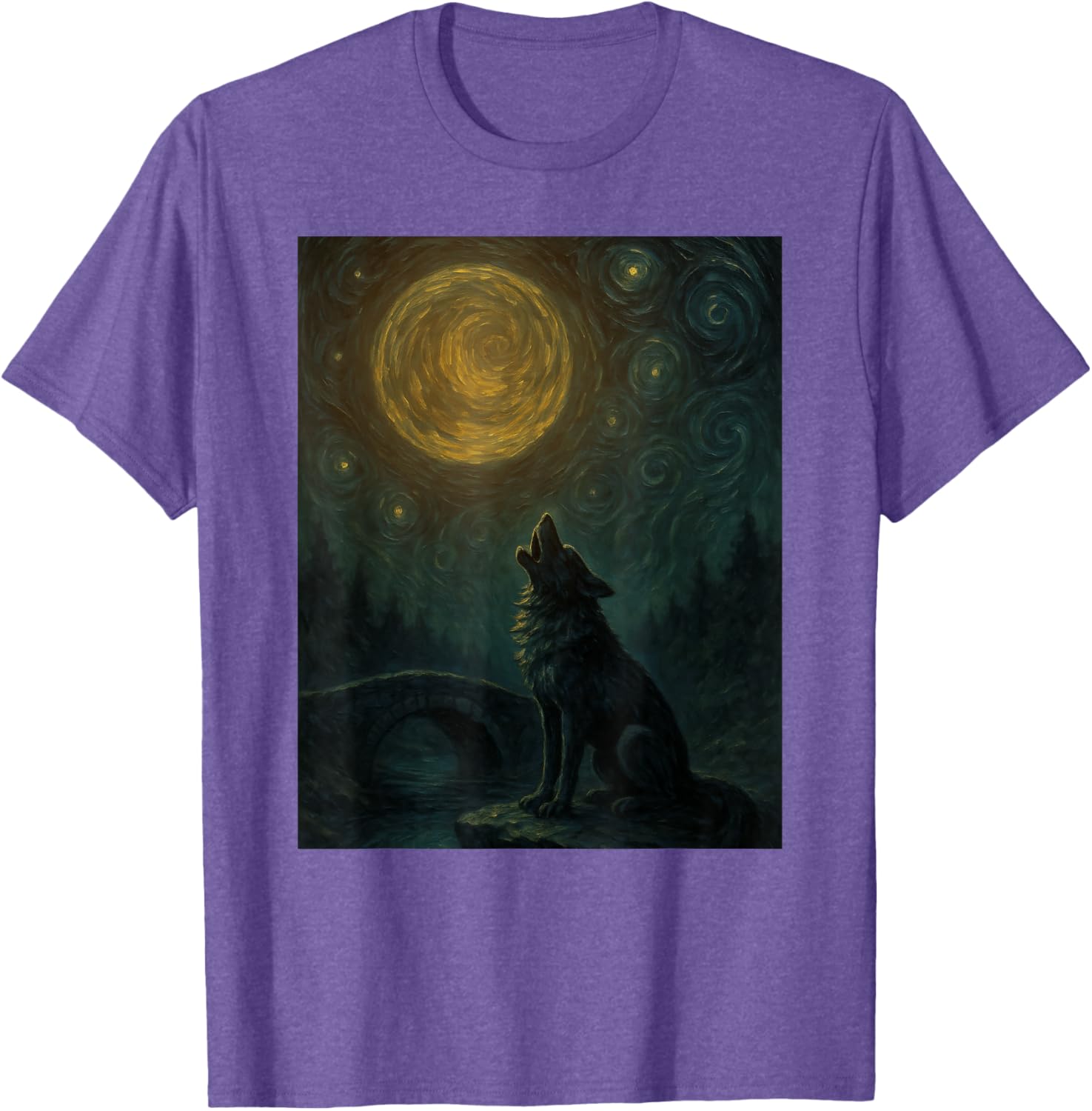 Wolf Starry Night Van Gogh Graphic T-Shirt for Art Lovers and Fashionistas - 27