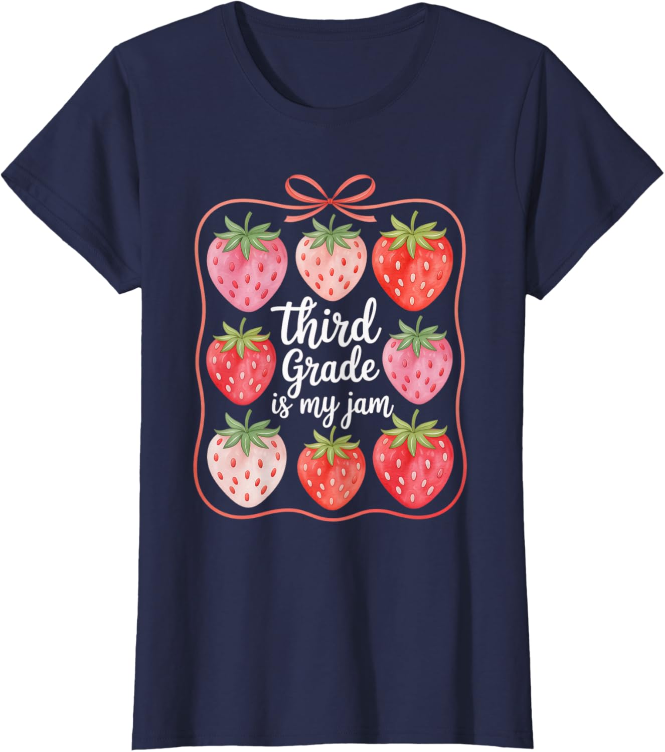 Cute Strawberry Teacher Back to School T-Shirt for Third Grade Fun - 9
