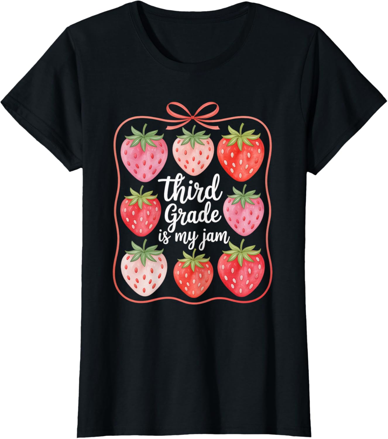 Cute Strawberry Teacher Back to School T-Shirt for Third Grade Fun - 12