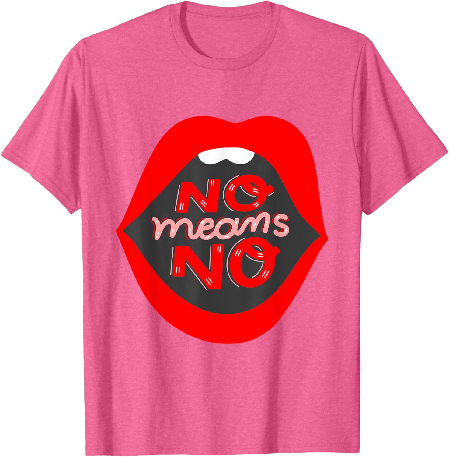 Retro Feminist No Means No Consent Pop Art Lips T-Shirt for Awareness - 1