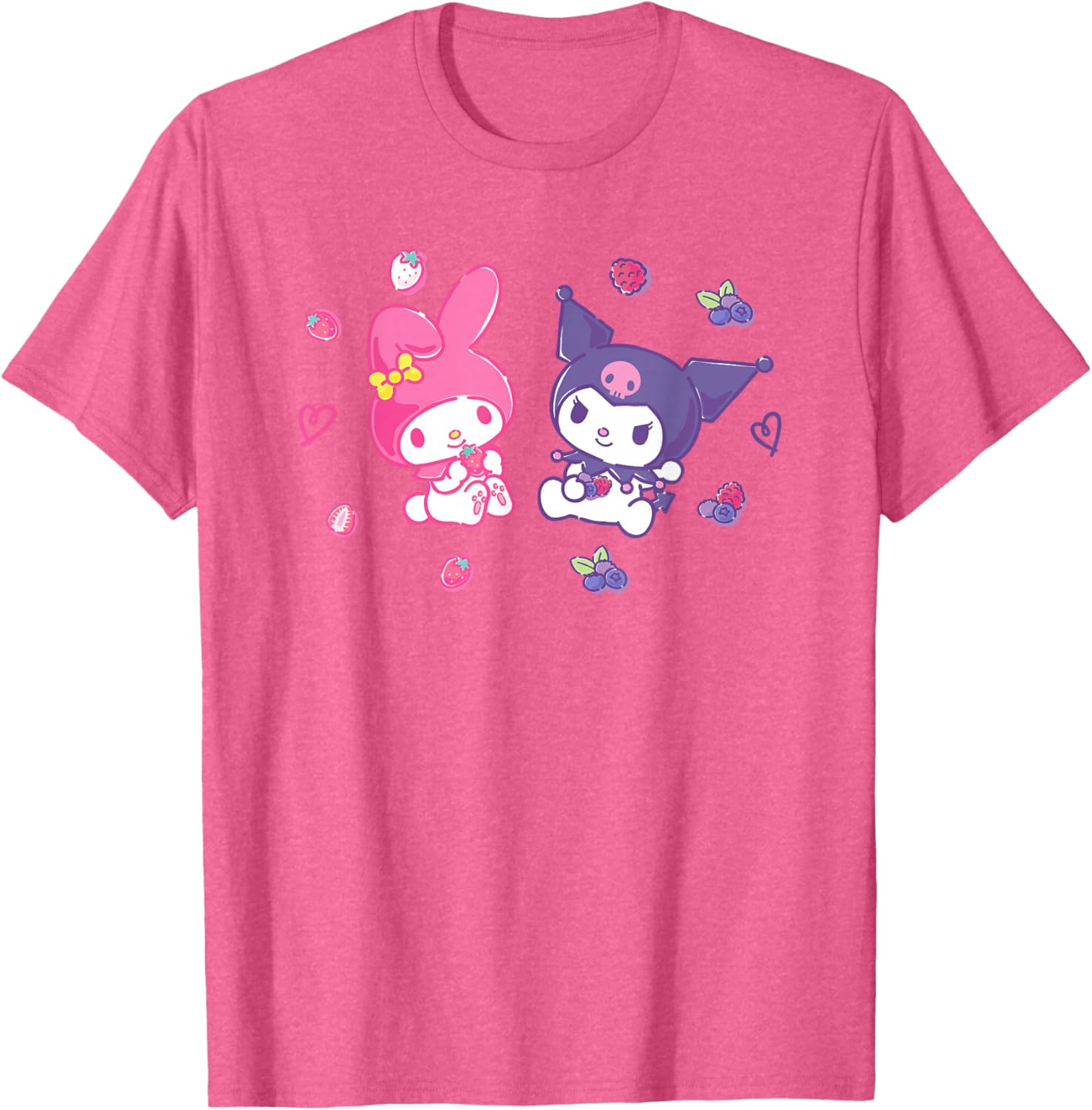 Sanrio Kuromi and My Melody Berry T-Shirt for Kids, Small Black Design - 11