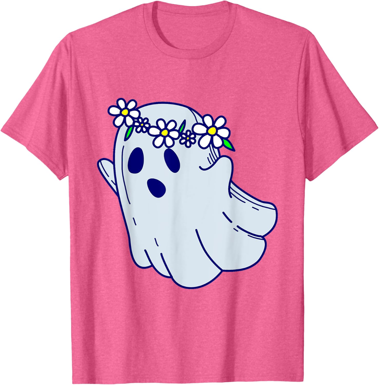 Groovy Halloween Ghost Boho Floral 1960s Goth T-Shirt for Spooky Style - 1