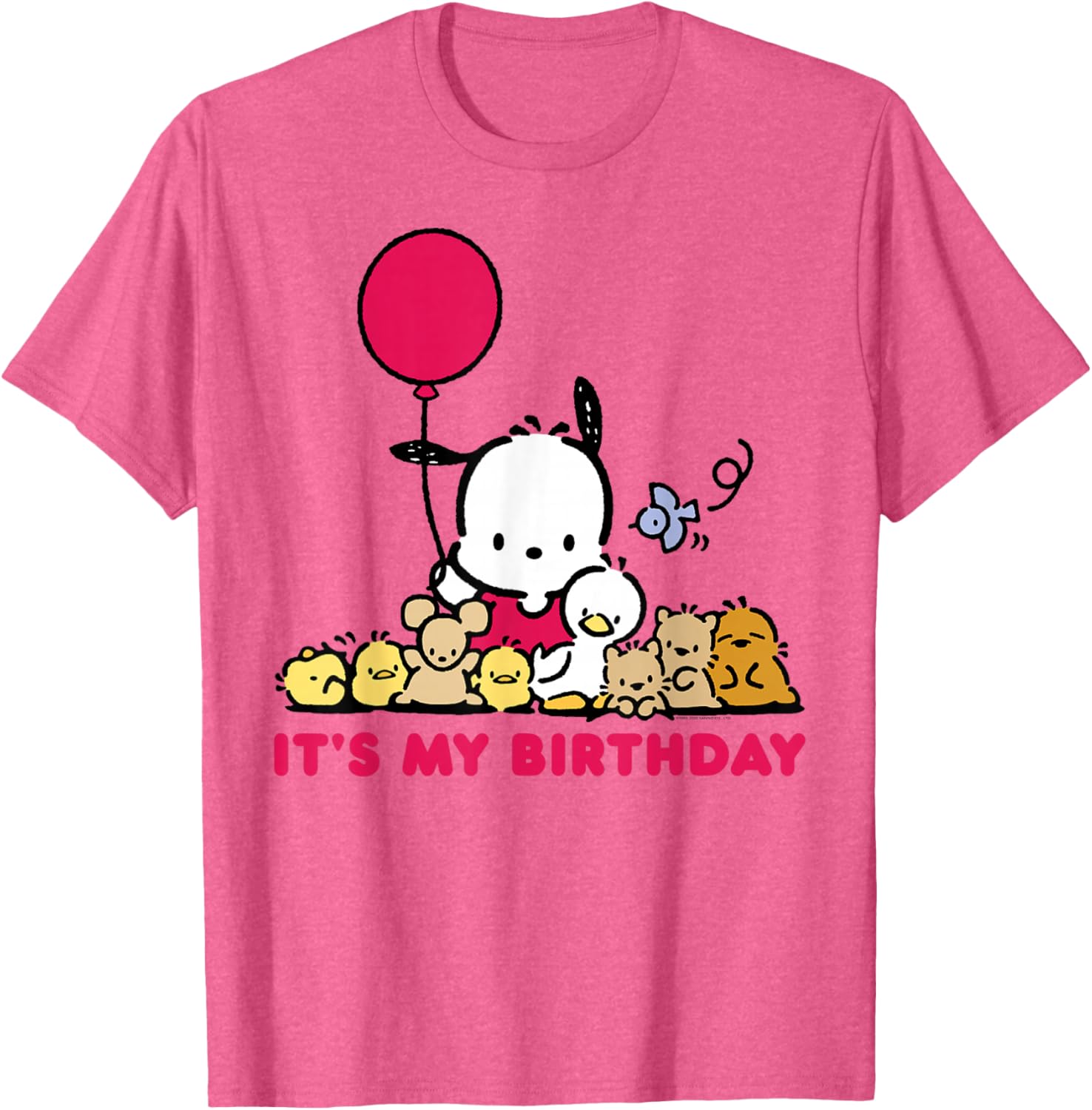 Pochacco Birthday T-Shirt for Adults, Grey Short Sleeve Classic Fit - 18