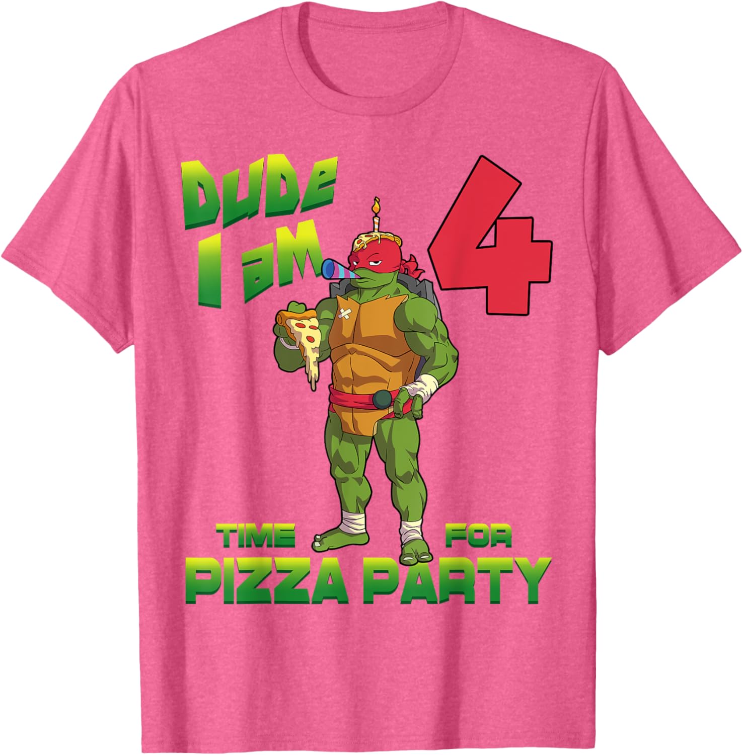 TMNT Raph Pizza Birthday Party T-Shirt for 4 Year Olds - Fun Kid's Clothing - 9