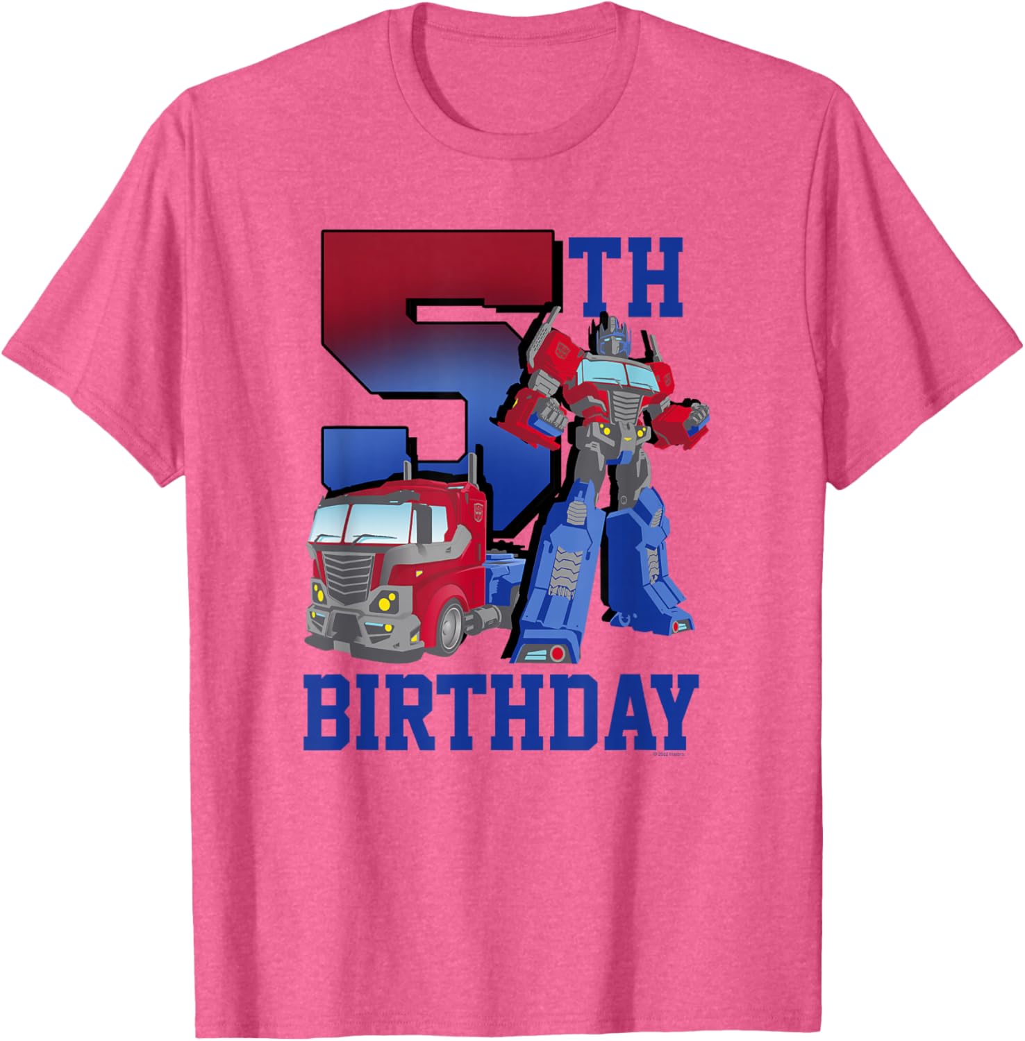 Transformers Optimus Prime 5th Birthday Gradient Poster T-Shirt for Kids - 4