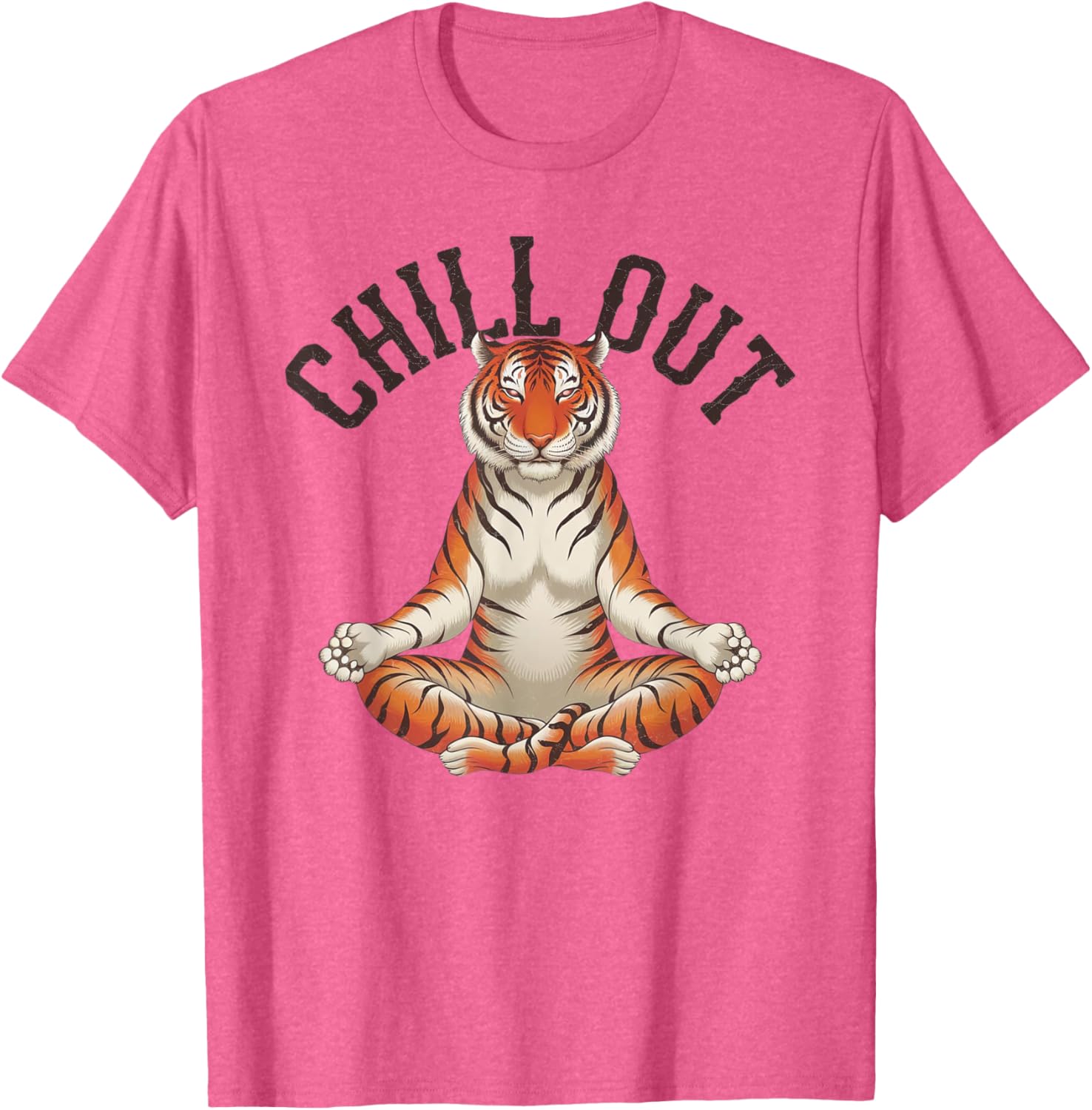 Tiger Chill Out Vintage Yoga T-Shirt for Fun Meditation Lovers - 12