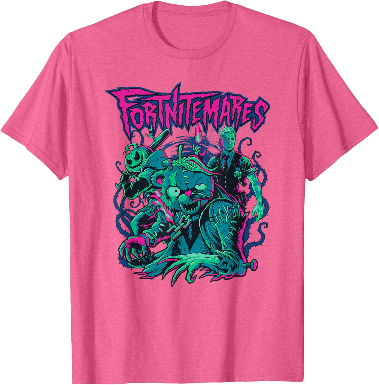 Fortnite Halloween Fortnitemares Retro Horror Group Shot T-Shirt for Fans - 15