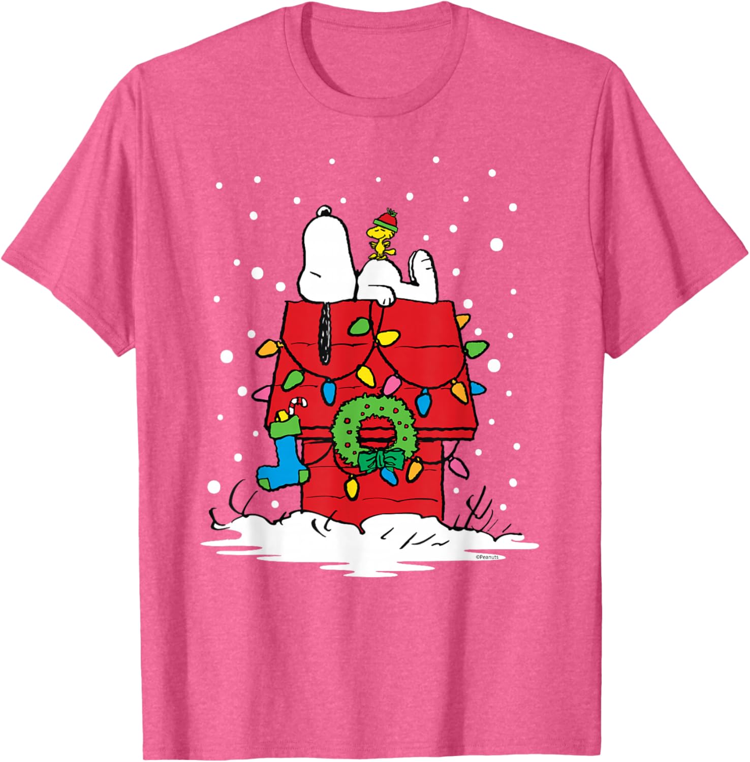 Peanuts Snoopy Woodstock Holiday Stocking T-Shirt for Festive Fun - 9