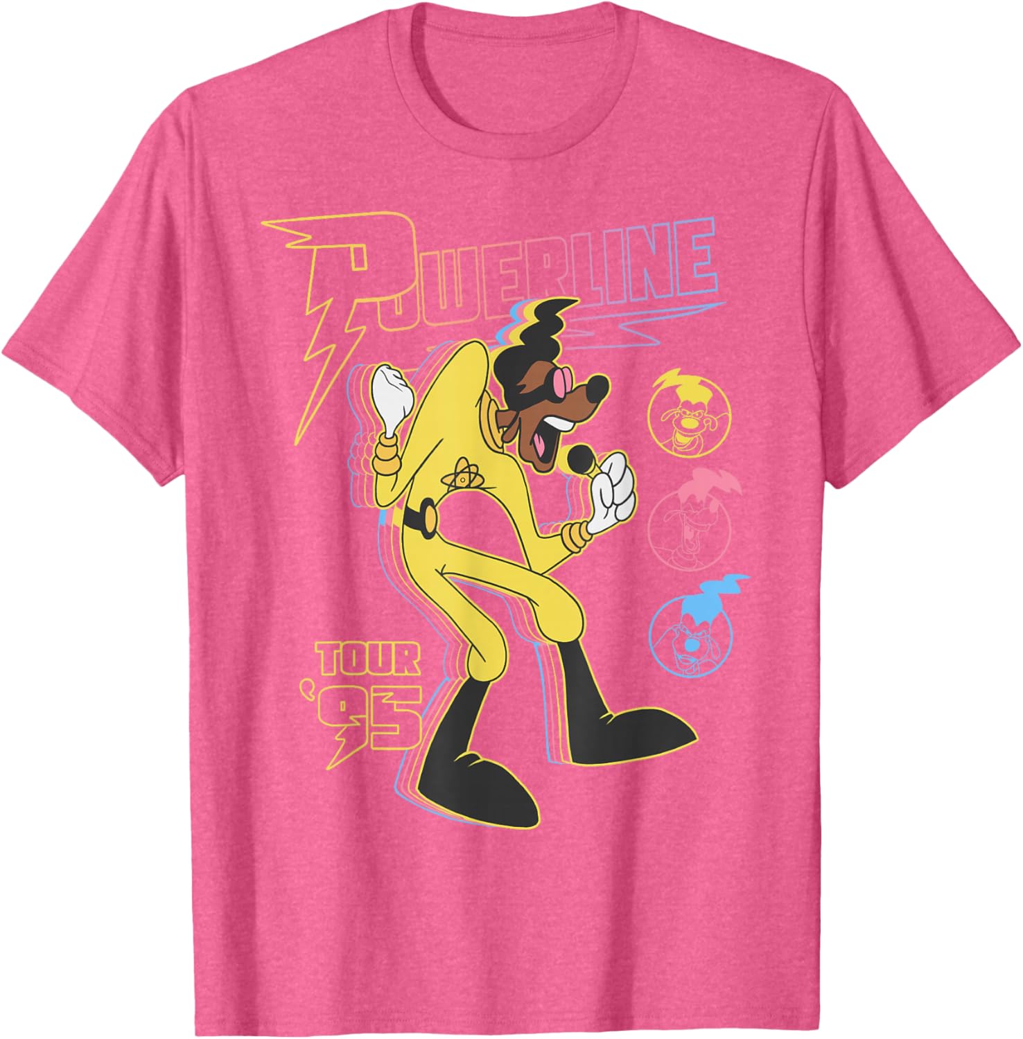 Retro Goofy Movie Powerline Tour 95 Neon Poster T-Shirt for Fans - 10