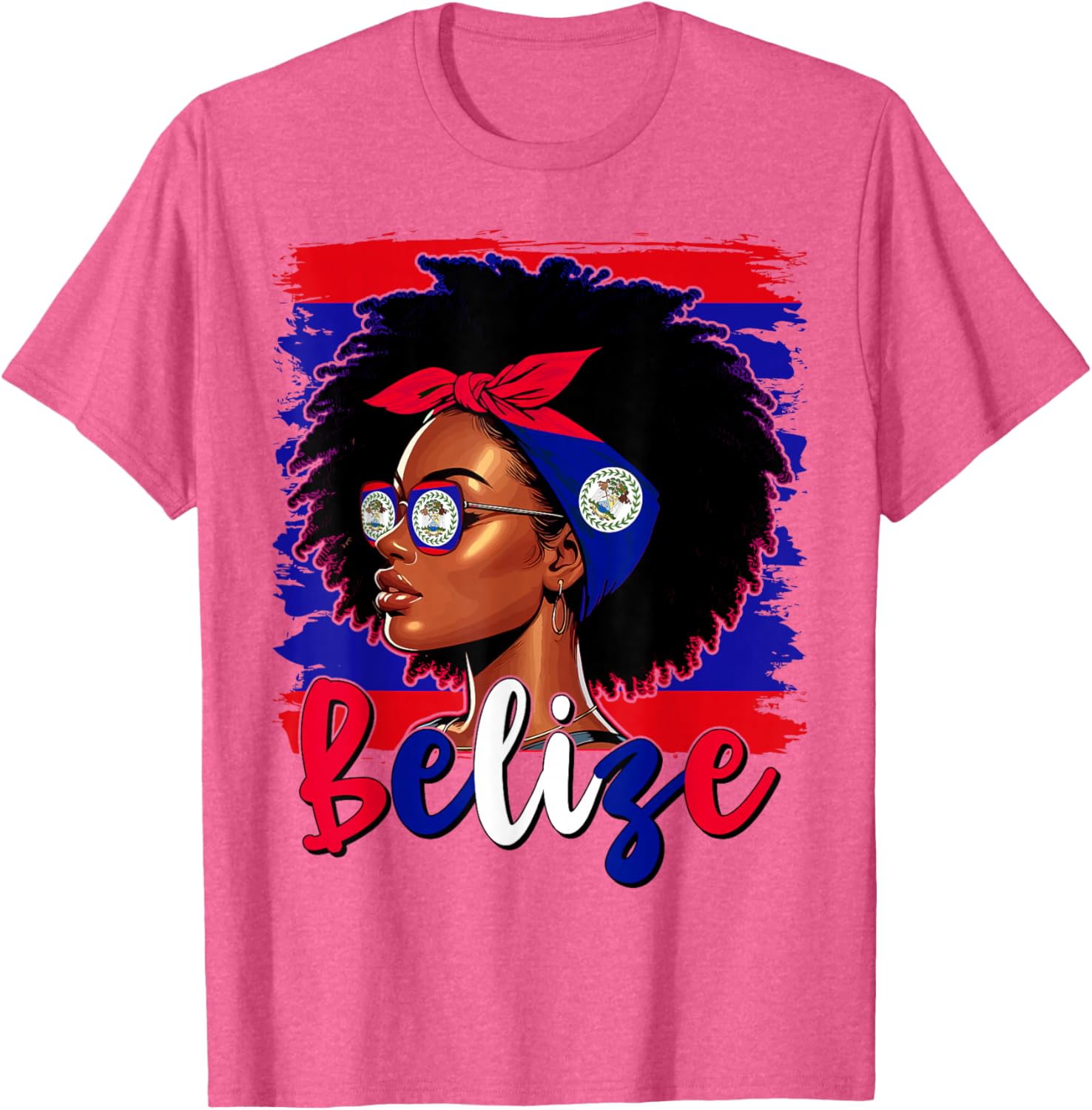Proud Belizean Girl T-Shirt with Belize Flag for Women’s Fashion - 17