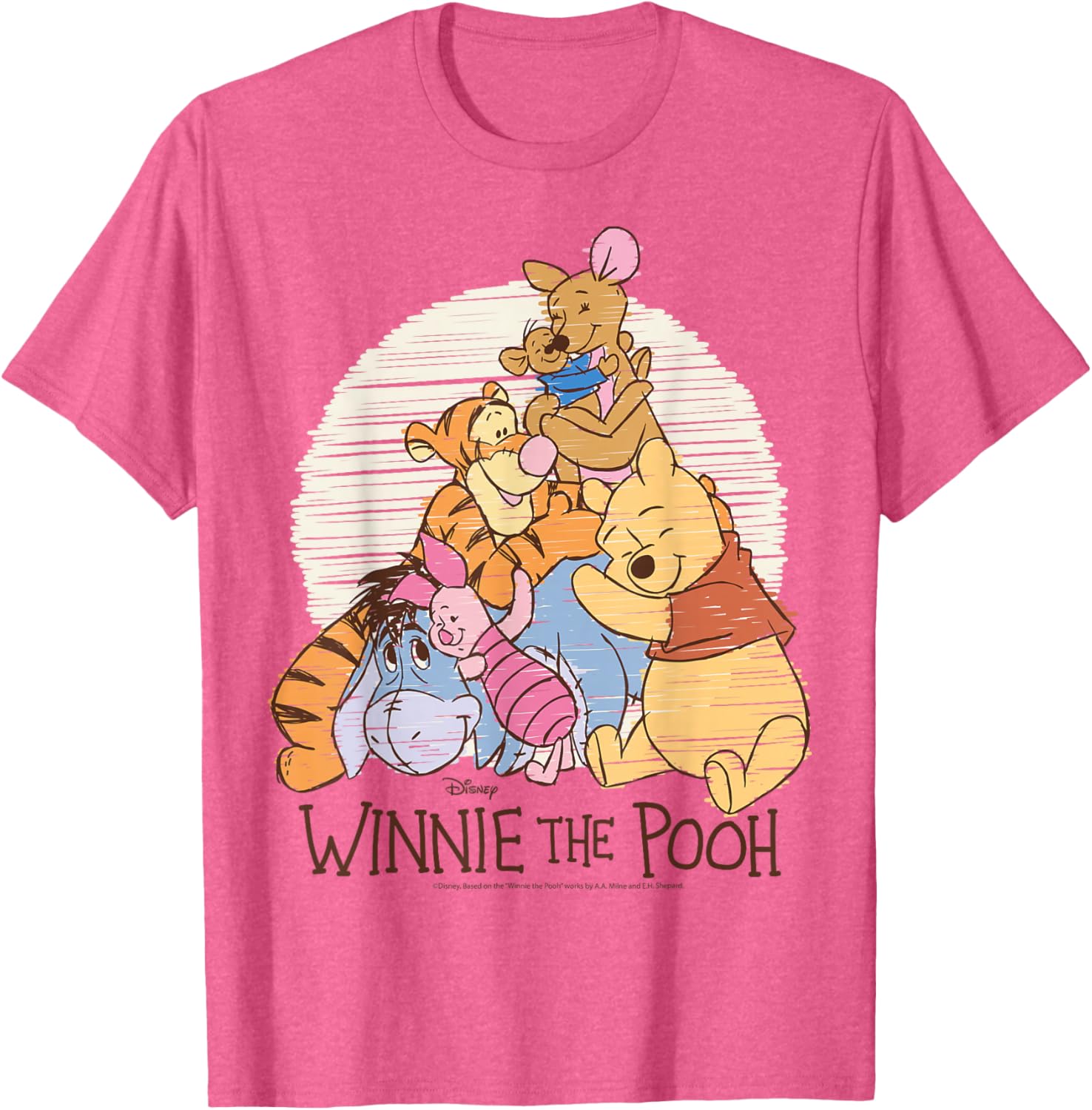 Winnie The Pooh Characters Hug T-Shirt for Kids and Adults Fun Wear - 7