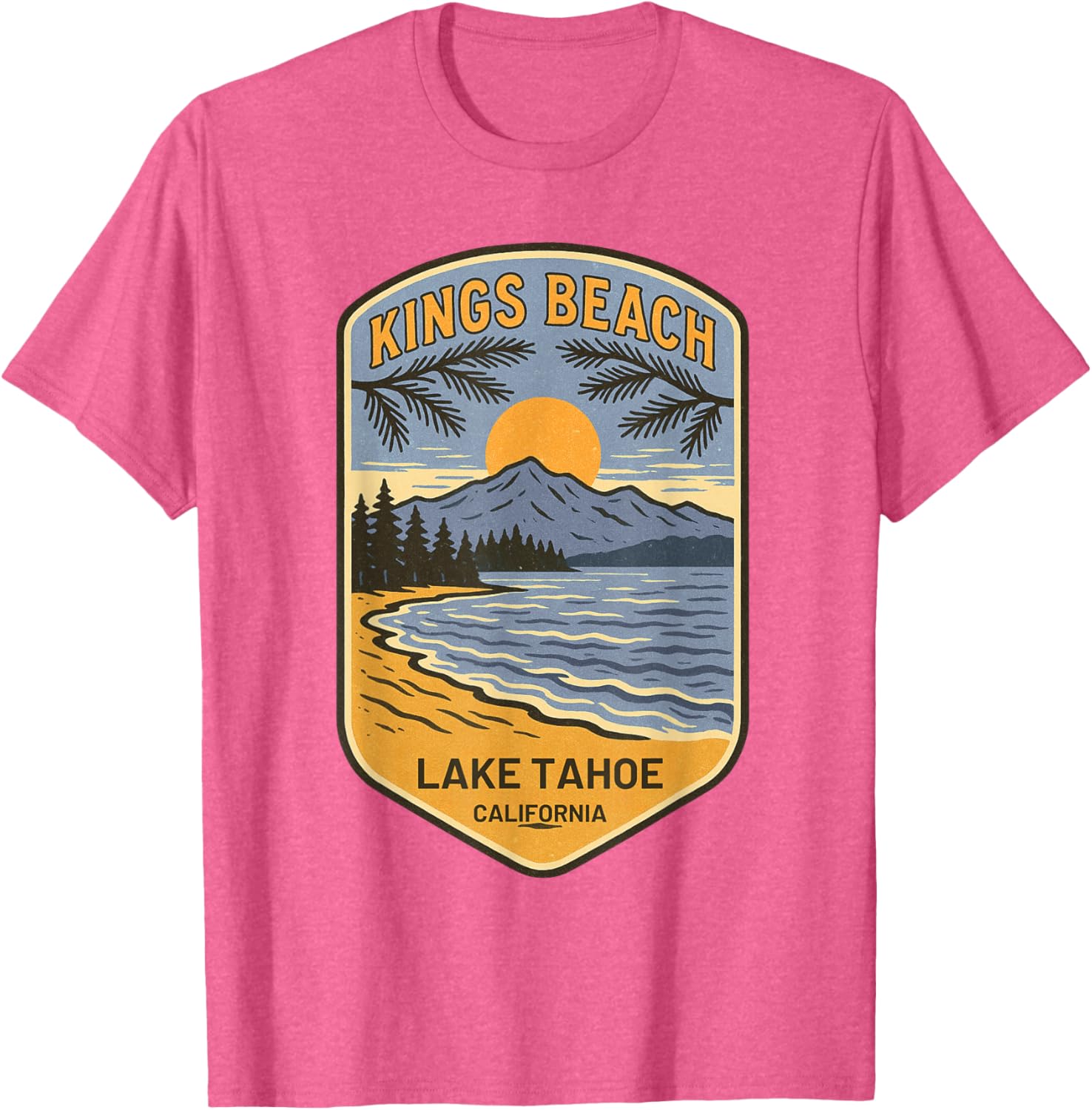 Retro Kings Beach Lake Tahoe T-Shirt Vintage Art Souvenir Apparel - 5