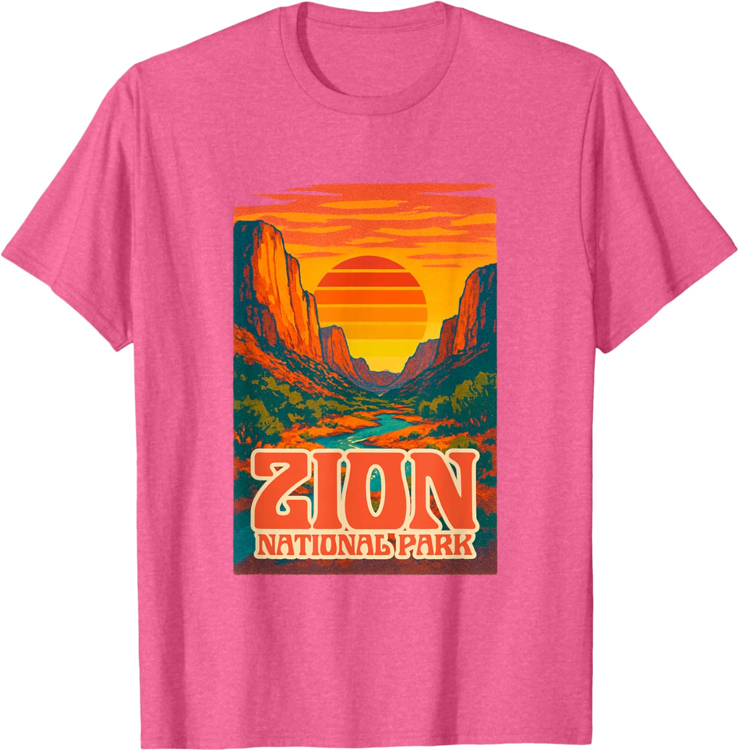 Utah Zion National Park Retro Sunset T-Shirt for Outdoor Lovers - 22