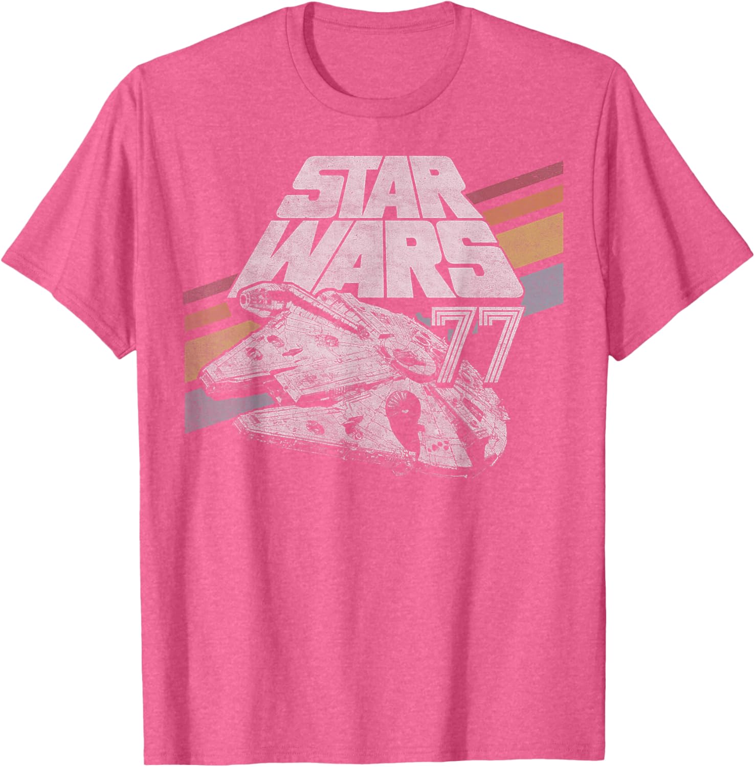Retro Star Wars Millennium Falcon T-Shirt with Diagonal Stripes for Fans - 6