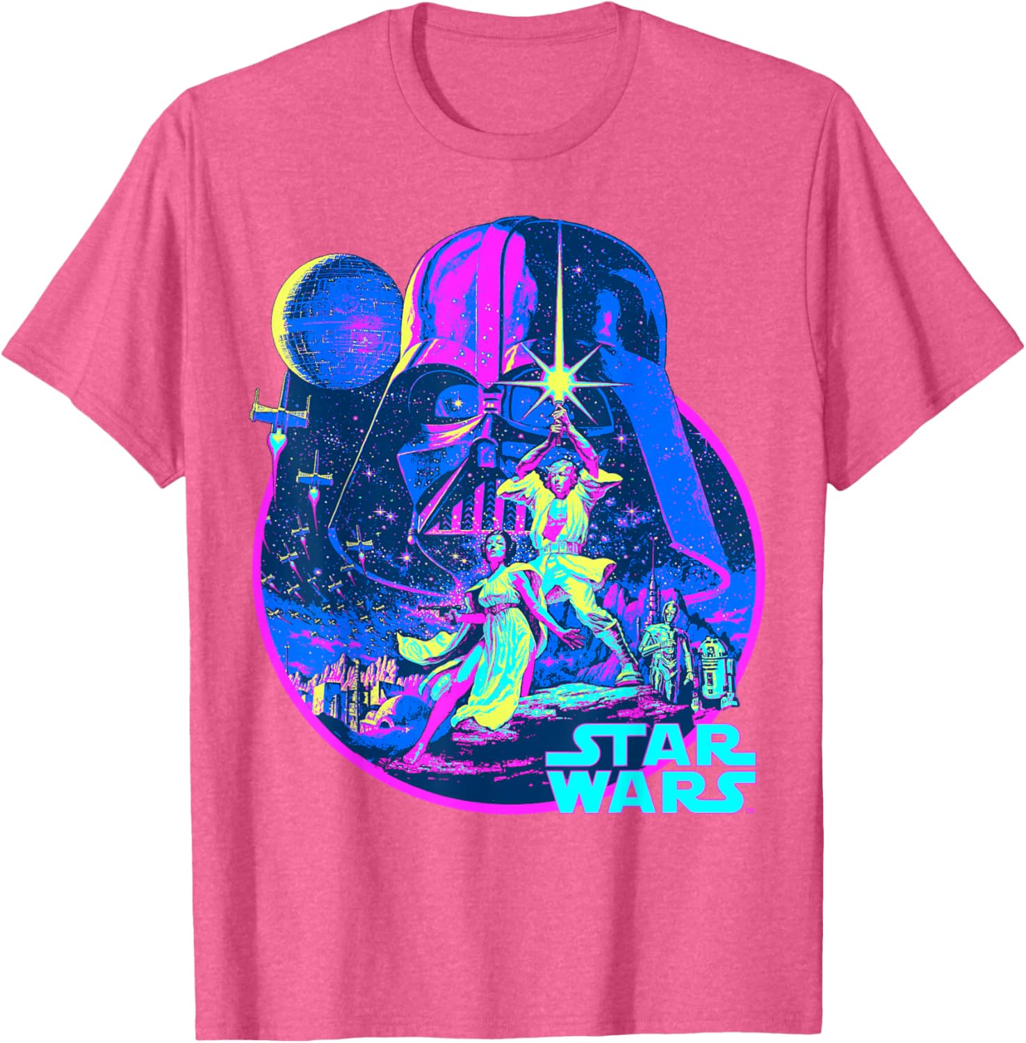 Star Wars Neon Poster T-Shirt for Fans of Disney Classic Adventure - 11