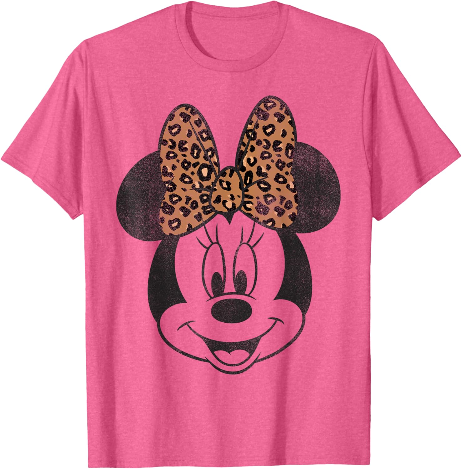 Vintage Disney Minnie Mouse Distressed Leopard Bow T-Shirt for Women - 9