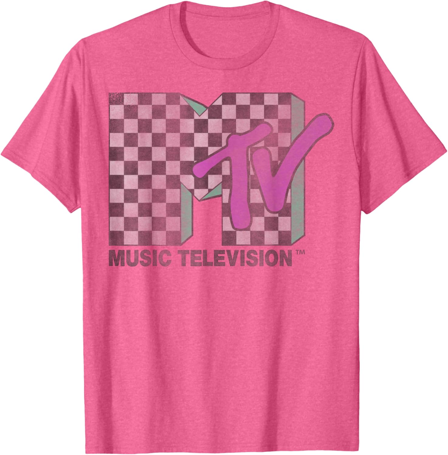 Retro MTV Checkered Distressed Logo Short Sleeve T-Shirt for Trendy Style - 6