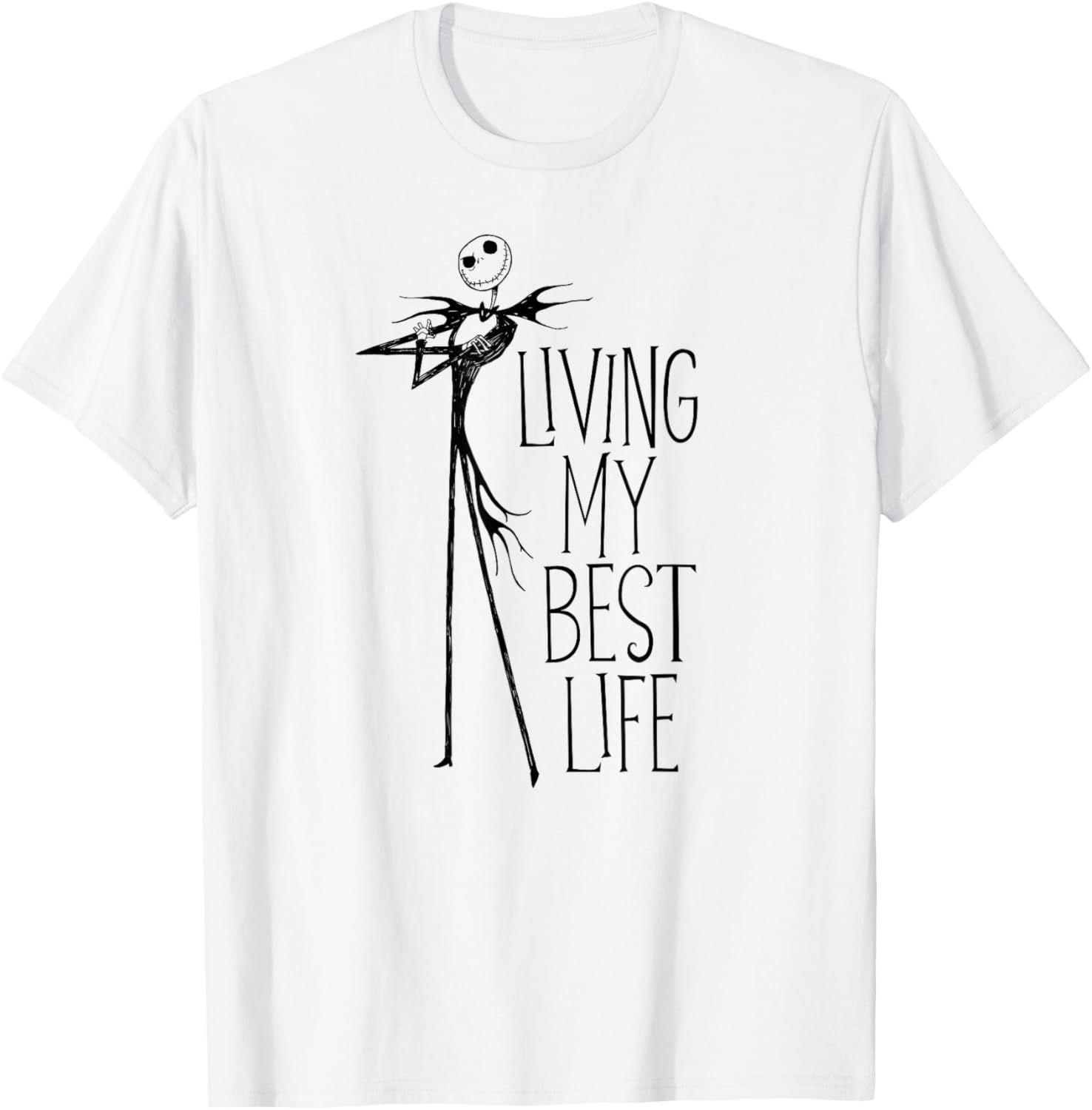 Men's Nightmare Before Christmas Jack Living My Best Life T-Shirt in White - 1