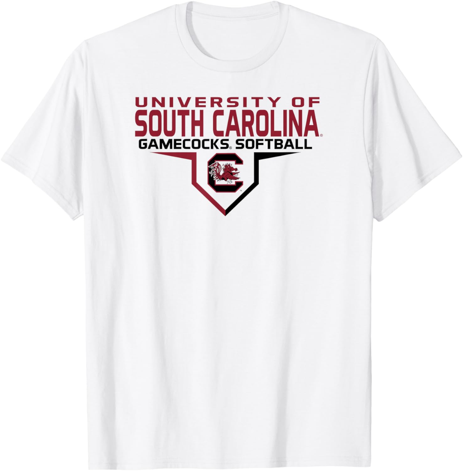 South Carolina Gamecocks Softball Plate White T-Shirt for Fans - 1
