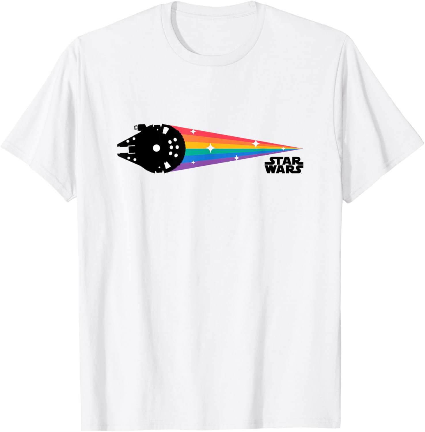 Star Wars Millennium Falcon Retro Rainbow Logo T-Shirt for Fans - 4