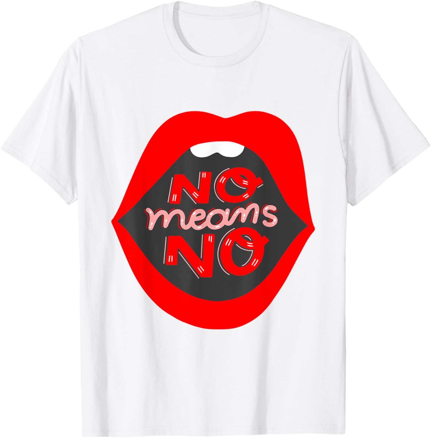 Retro Feminist No Means No Consent Pop Art Lips T-Shirt for Awareness - 26