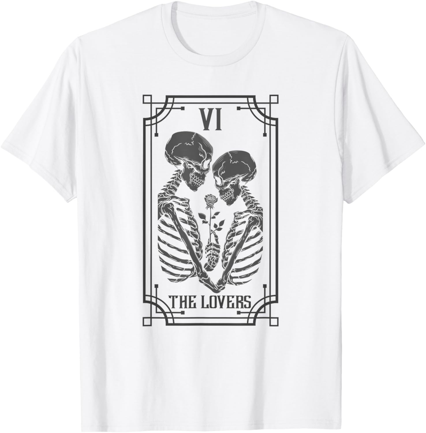 Gothic Lovers Tarot Skeleton T-Shirt for Halloween Witches and Fans - 2