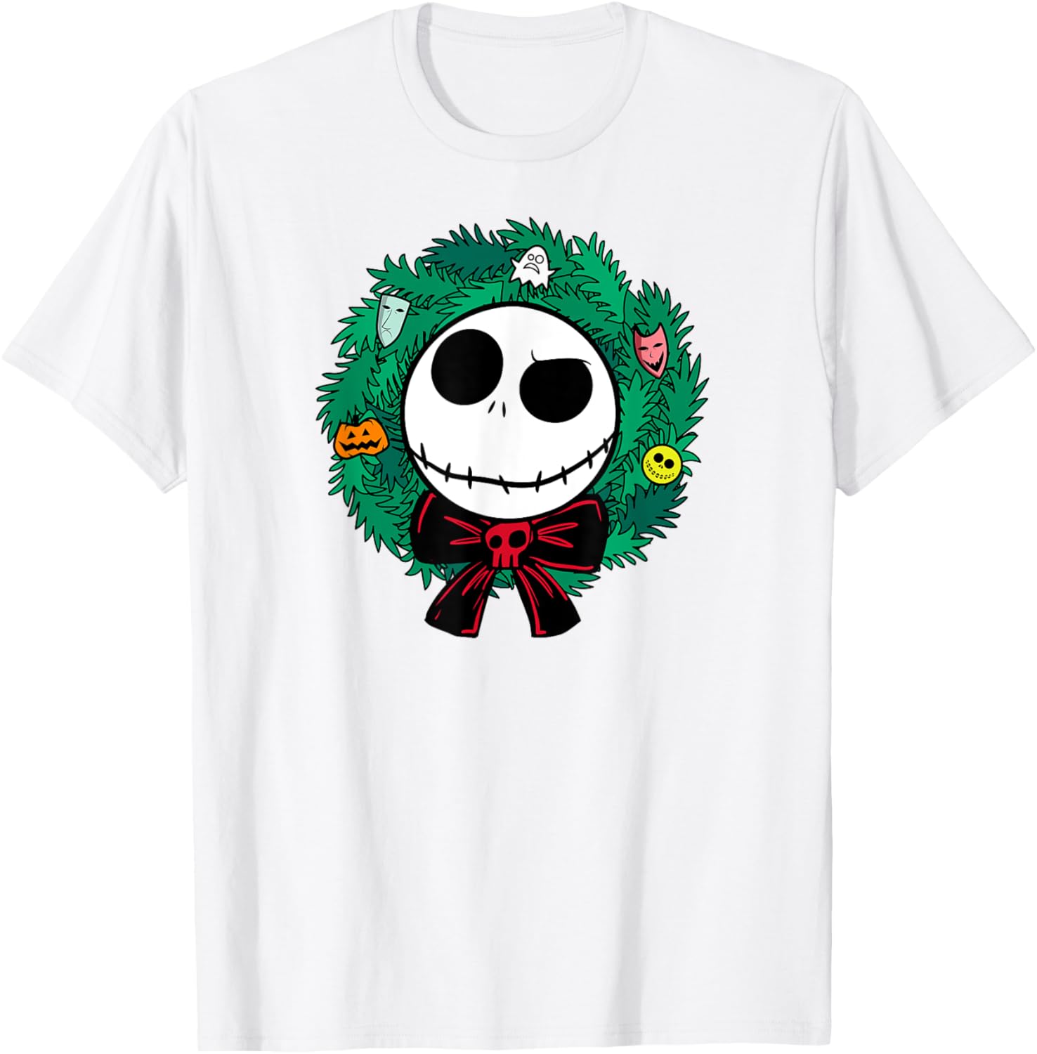 Festive Men's Nightmare Before Christmas Blue Wreath T-Shirt, Small - 7