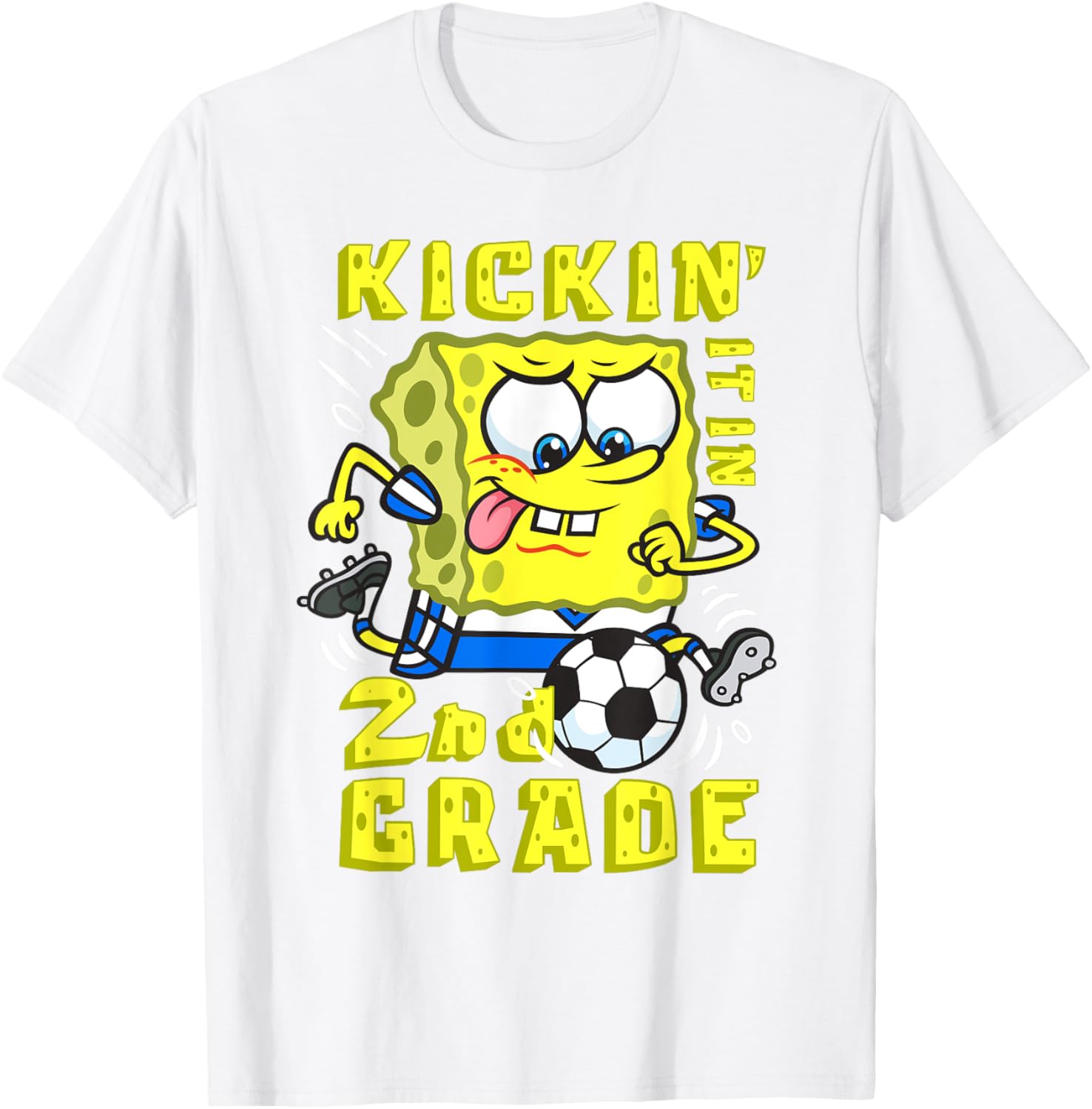 SpongeBob SquarePants Kickin It In 2nd Grade Soccer T-Shirt Gift for Kids - 2