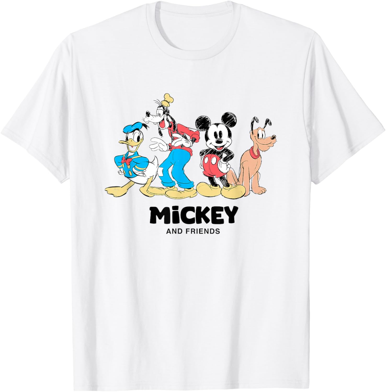 Retro Mickey and Friends T-Shirt Featuring Donald, Goofy, and Pluto - 1
