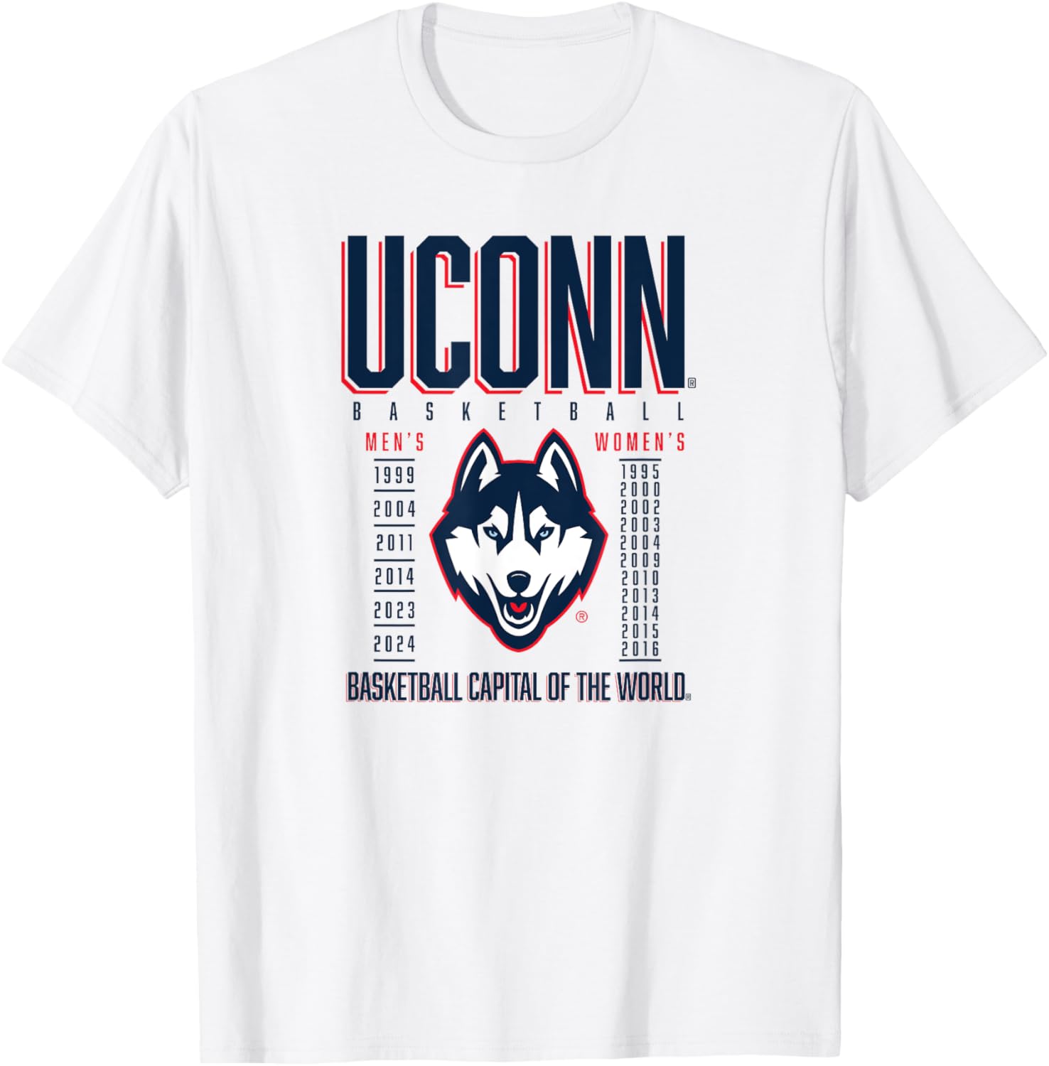 UConn Basketball Champs Years T-Shirt for Fans of Huskies Apparel - 1