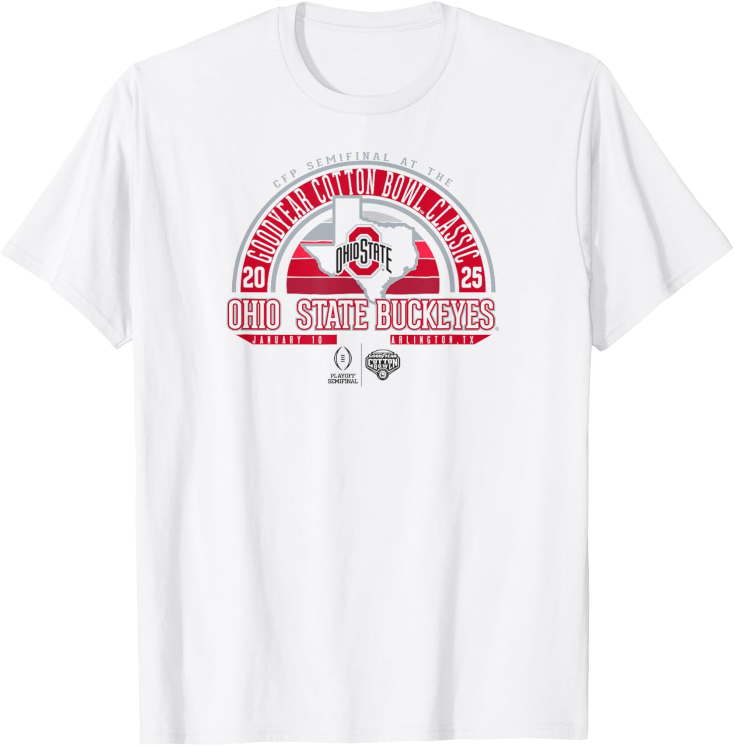 Ohio State Buckeyes 2025 Cotton Bowl T-Shirt in White for Sports Fans - 1