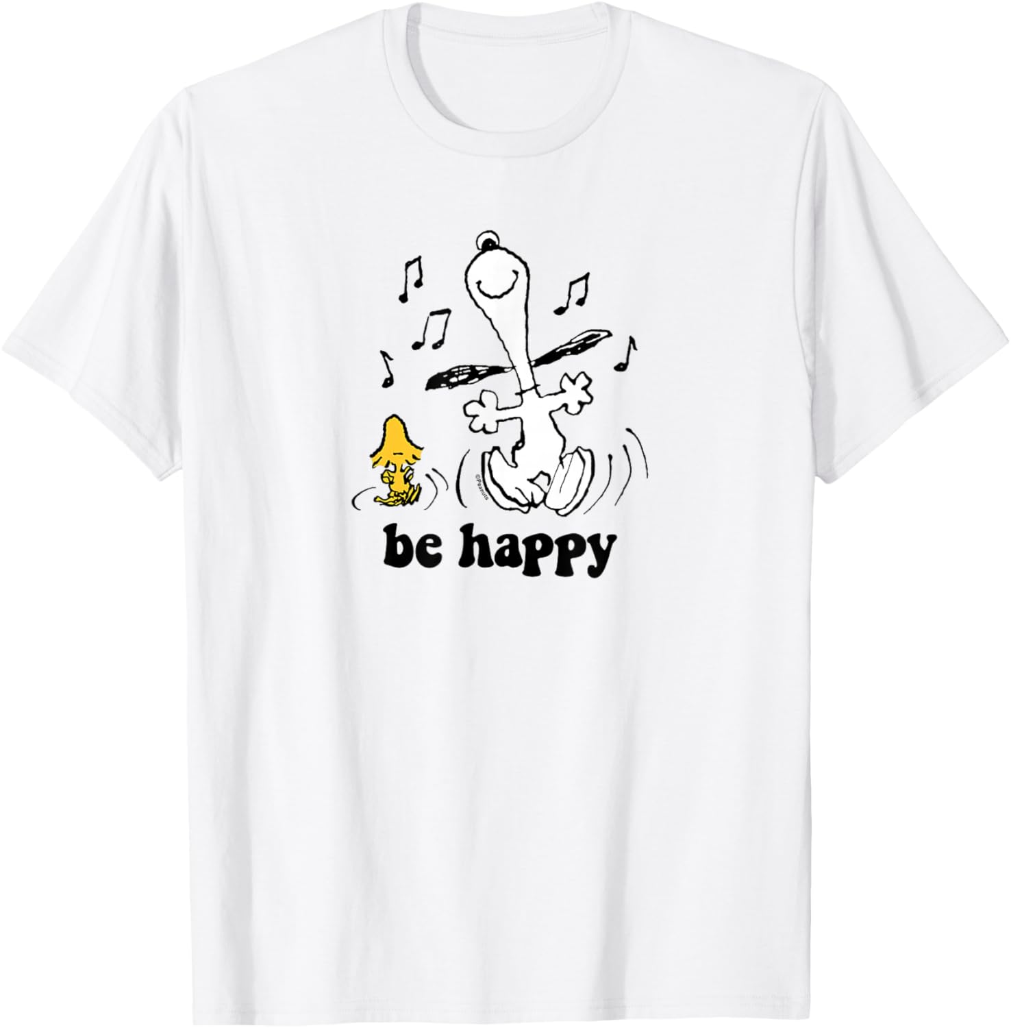 Peanuts Snoopy Woodstock Be Happy Dance T-Shirt Fun Graphic Tee - 6