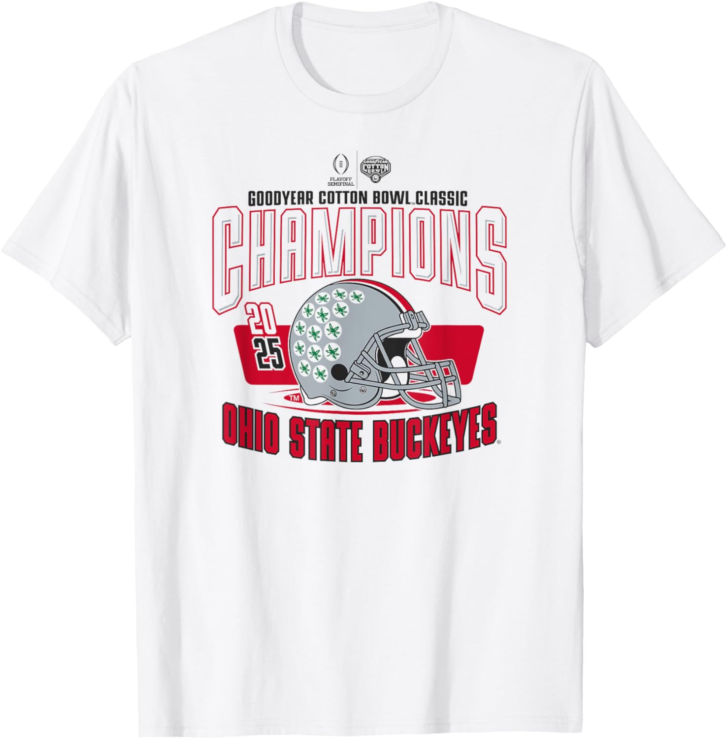 Ohio State Buckeyes Cotton Bowl Champs 2025 White T-Shirt for Fans - 1