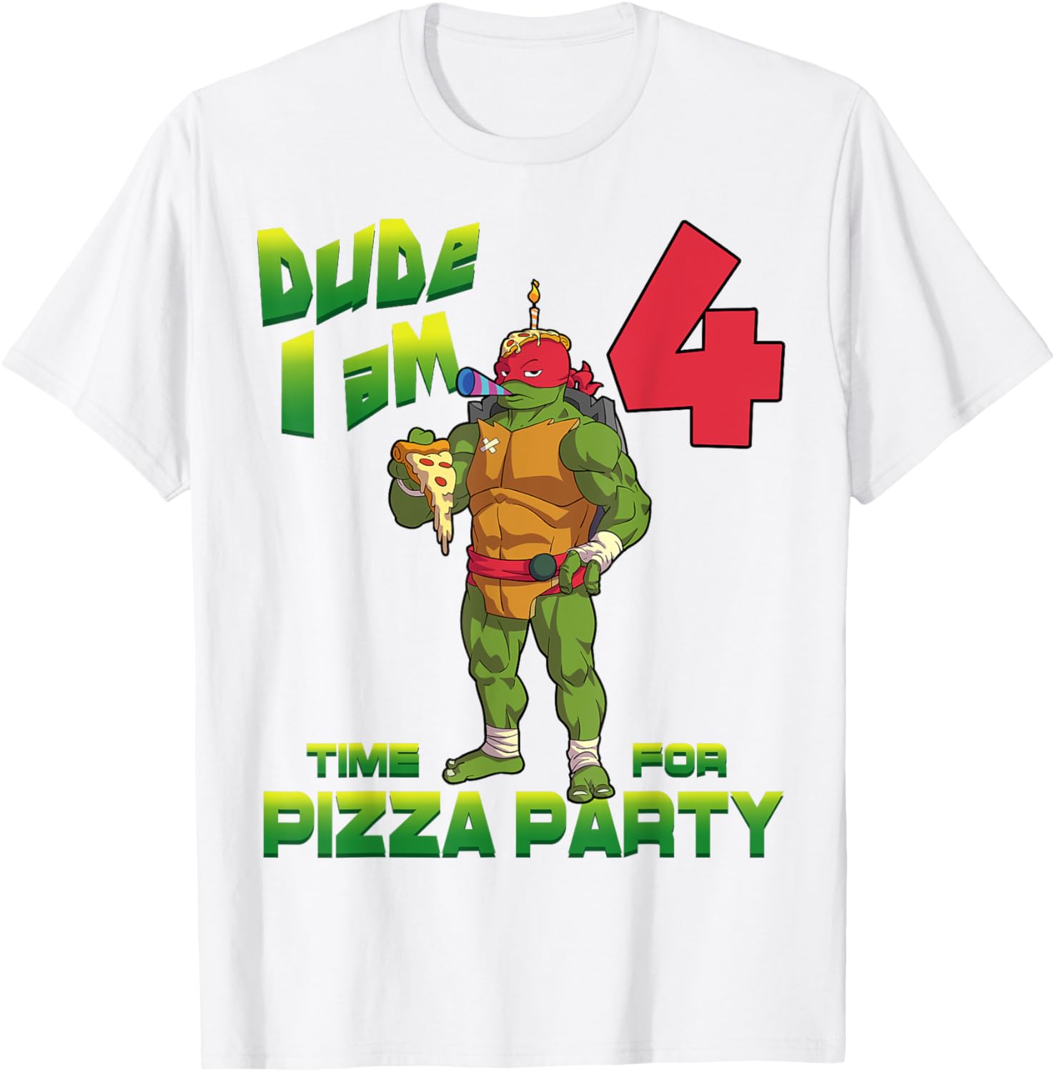 TMNT Raph Pizza Birthday Party T-Shirt for 4 Year Olds - Fun Kid's Clothing - 23