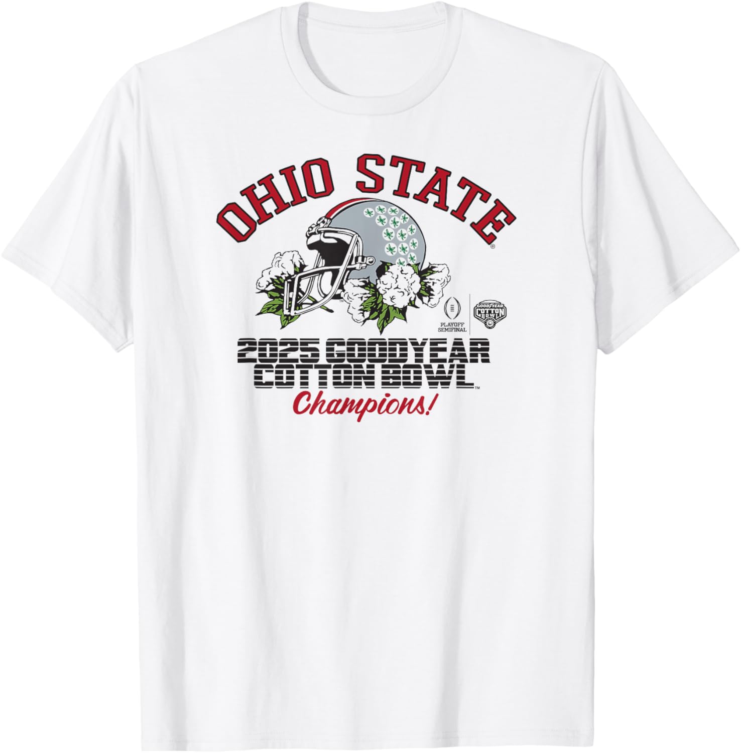 Ohio State Buckeyes 2025 Cotton Bowl Champs White T-Shirt for Fans - 1