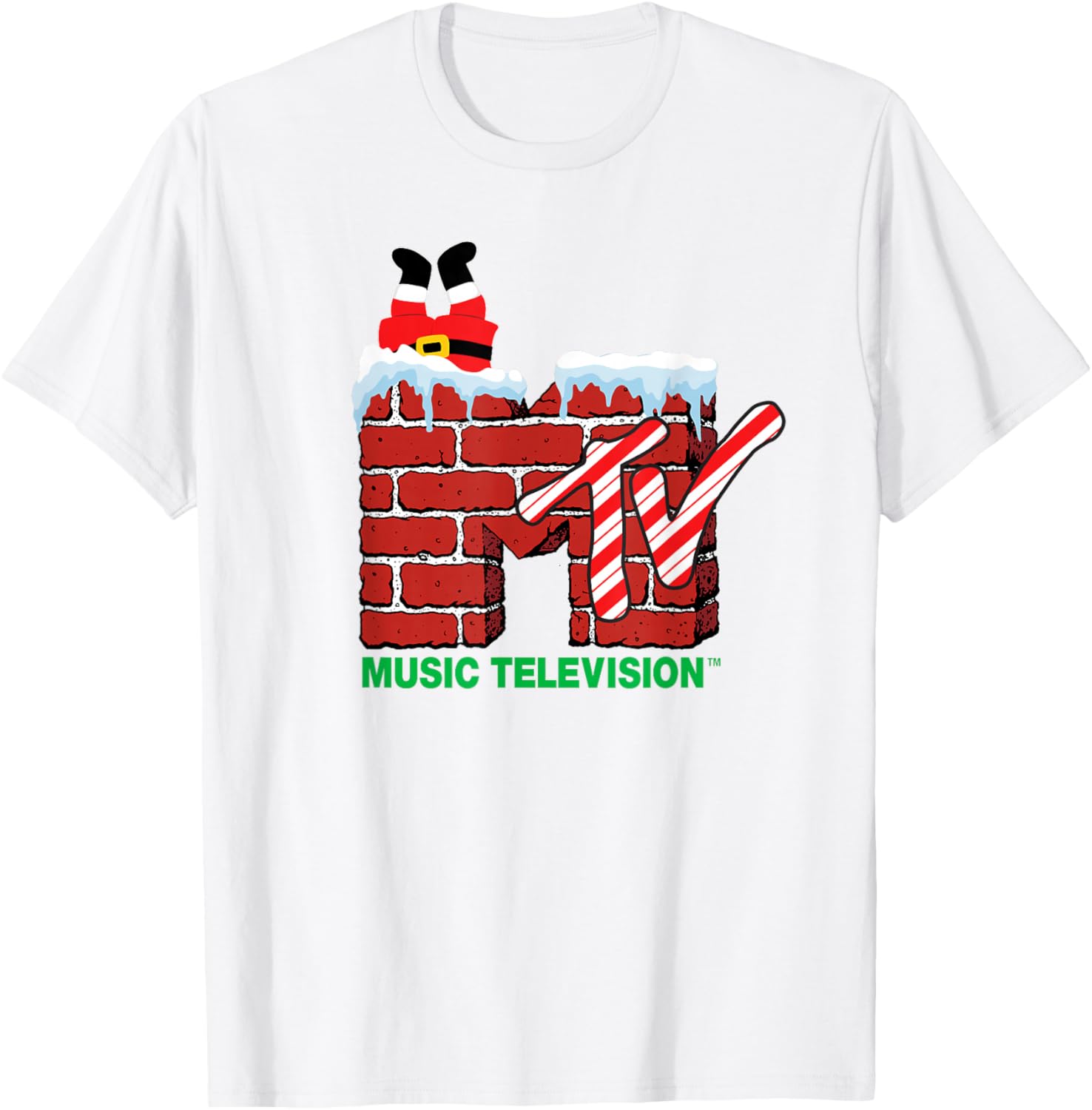 MTV Christmas Santa Claus Chimney Vintage T-Shirt for Holiday Cheer - 2