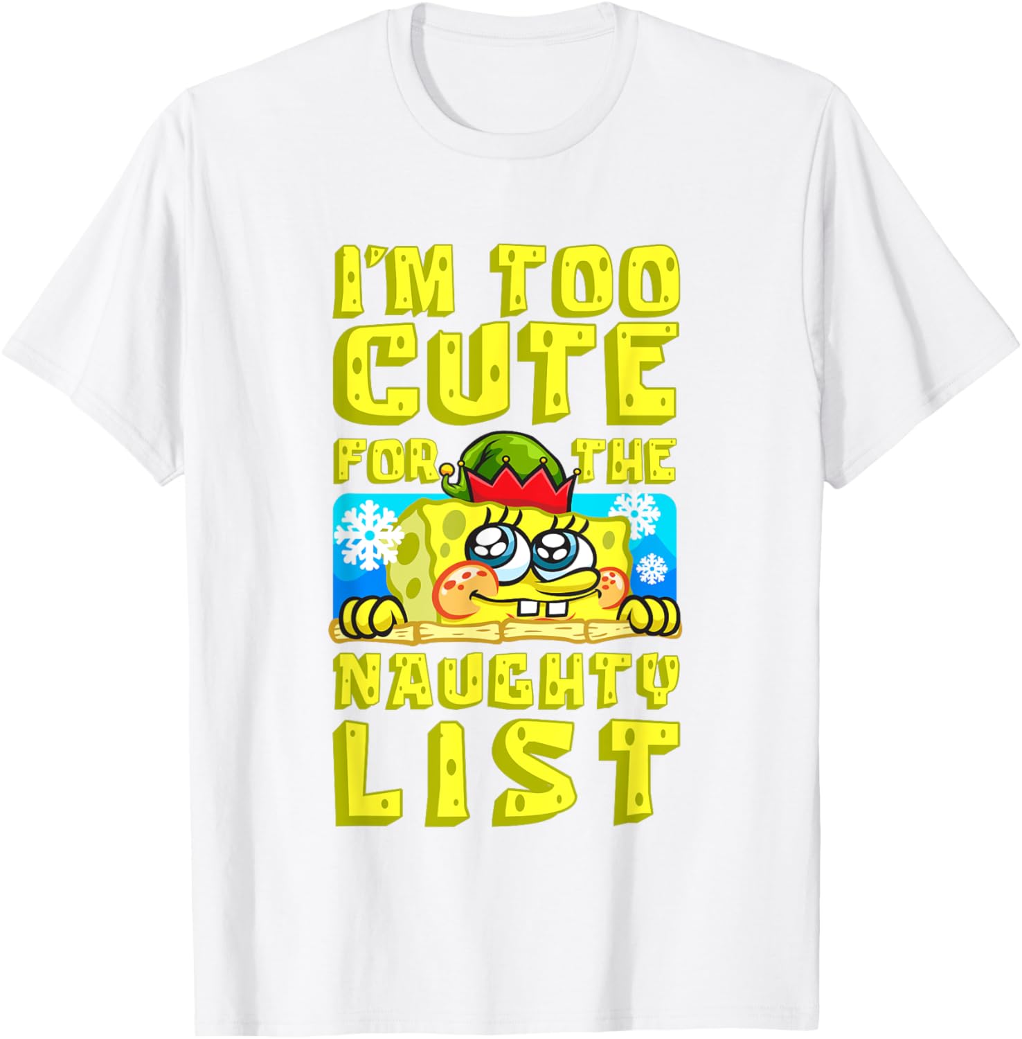 SpongeBob Christmas I'm Too Cute for the Naughty List T-Shirt Gift - 5