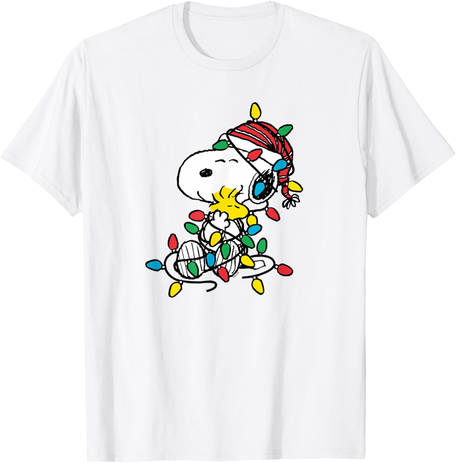 Peanuts Snoopy Woodstock Christmas Lights T-Shirt for Holiday Cheer - 1