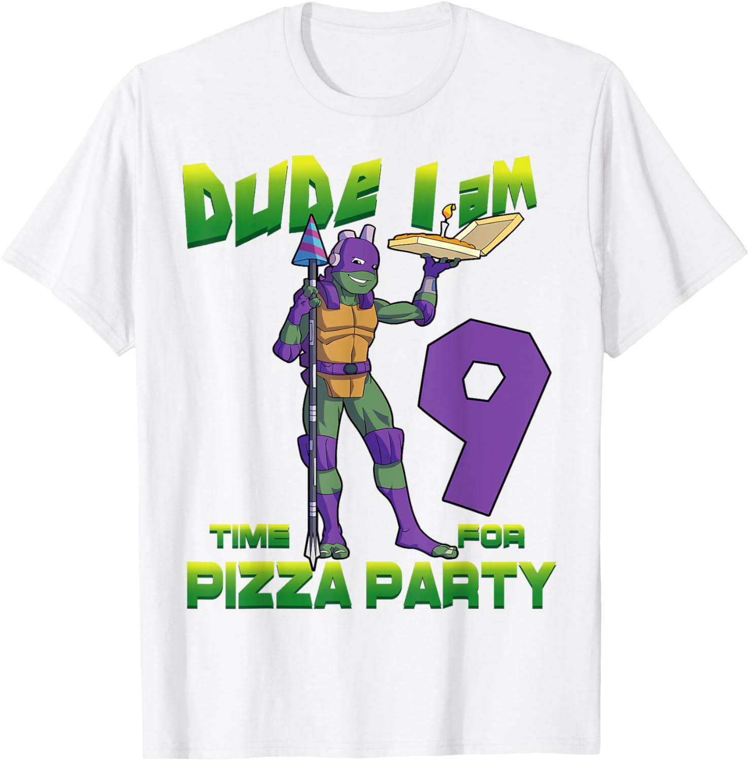 TMNT Birthday T-Shirt for Kids - Dude I am 9 Years Old Donnie Style - 12