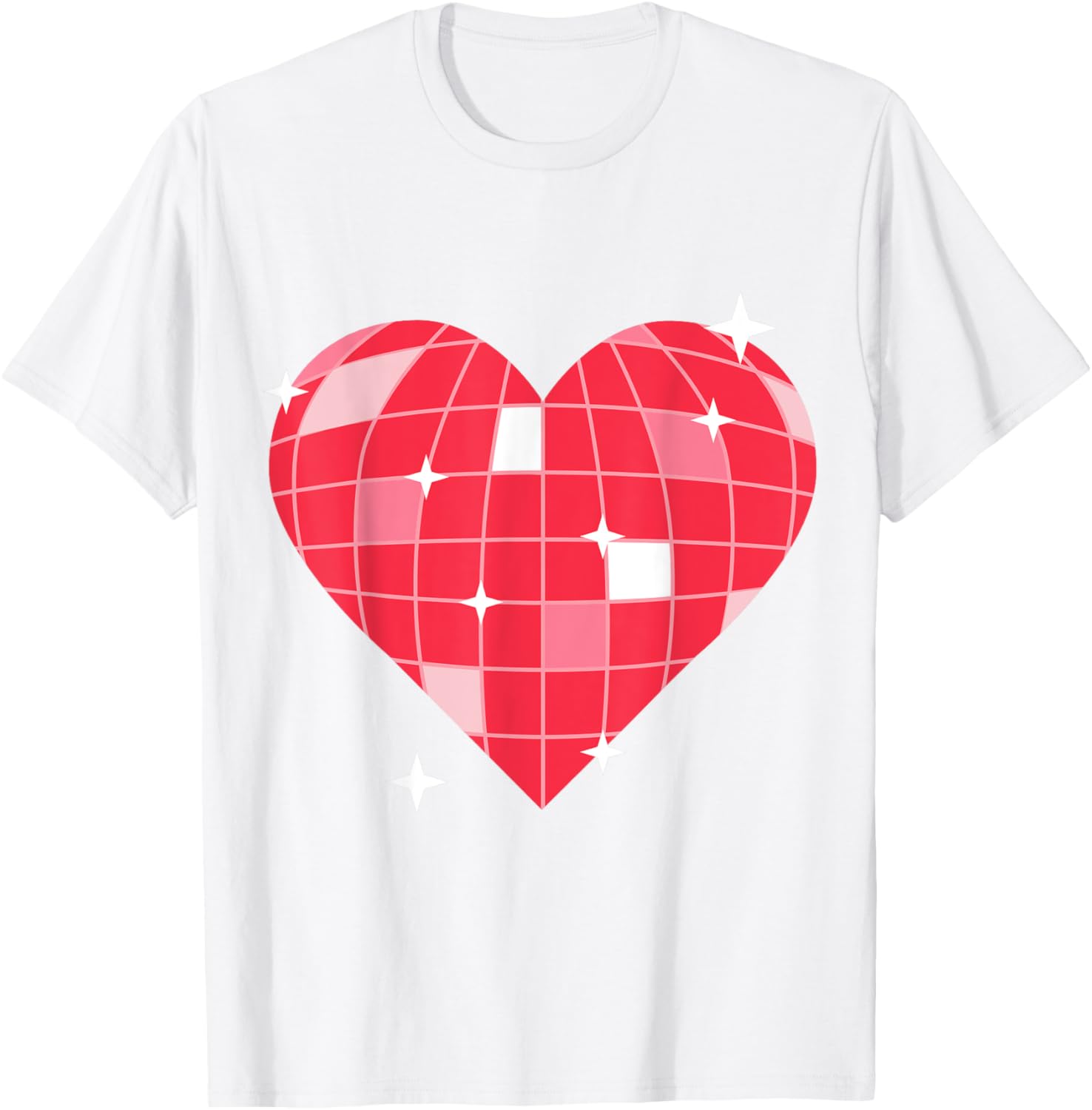 Retro 1970s Pink Heart Disco Ball T-Shirt for Vintage Lovers - 11