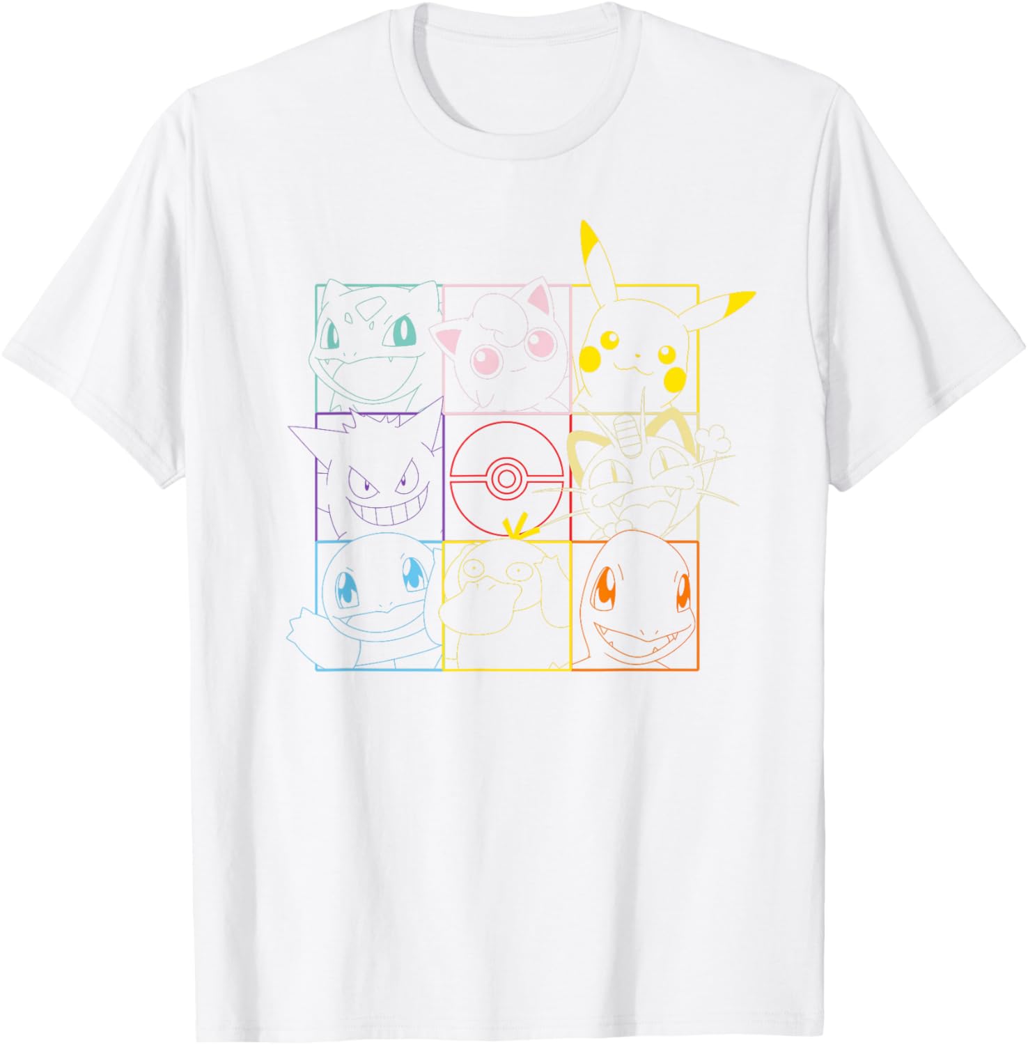 Pokemon Adult Unisex Black Grid T-Shirt for Casual Style Fun - 9