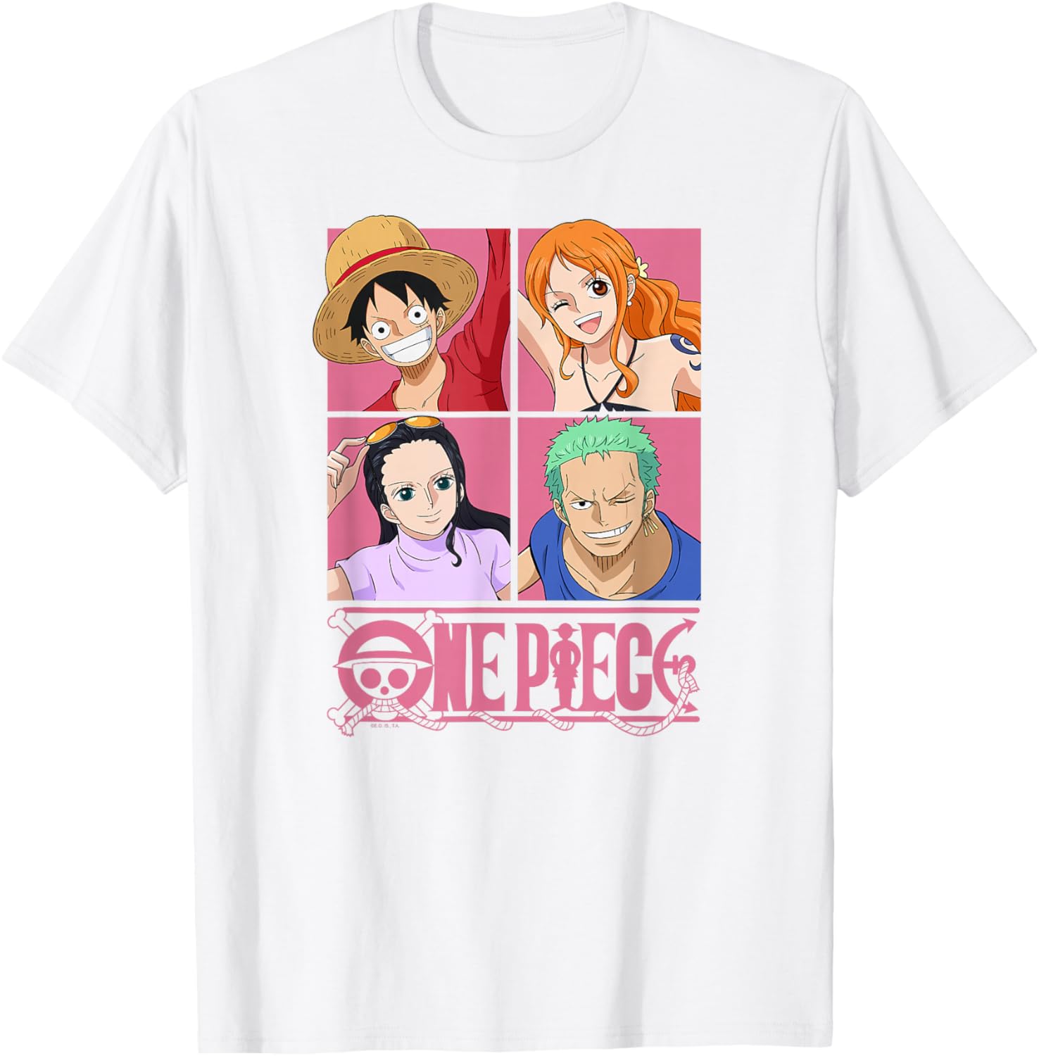One Piece Anime Straw Hat Crew Pop Art Squares T-Shirt for Fans - 1