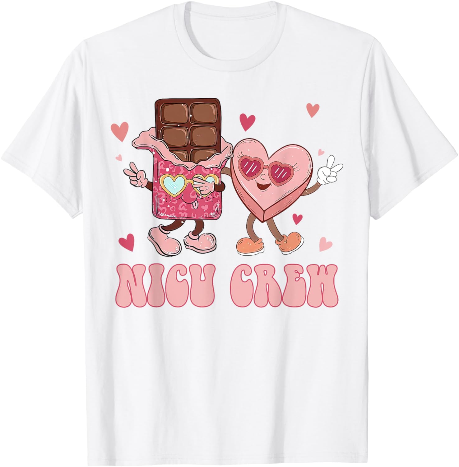 Retro NICU Crew Valentine's Day T-Shirt for Nurses with Cute Heart Design - 7