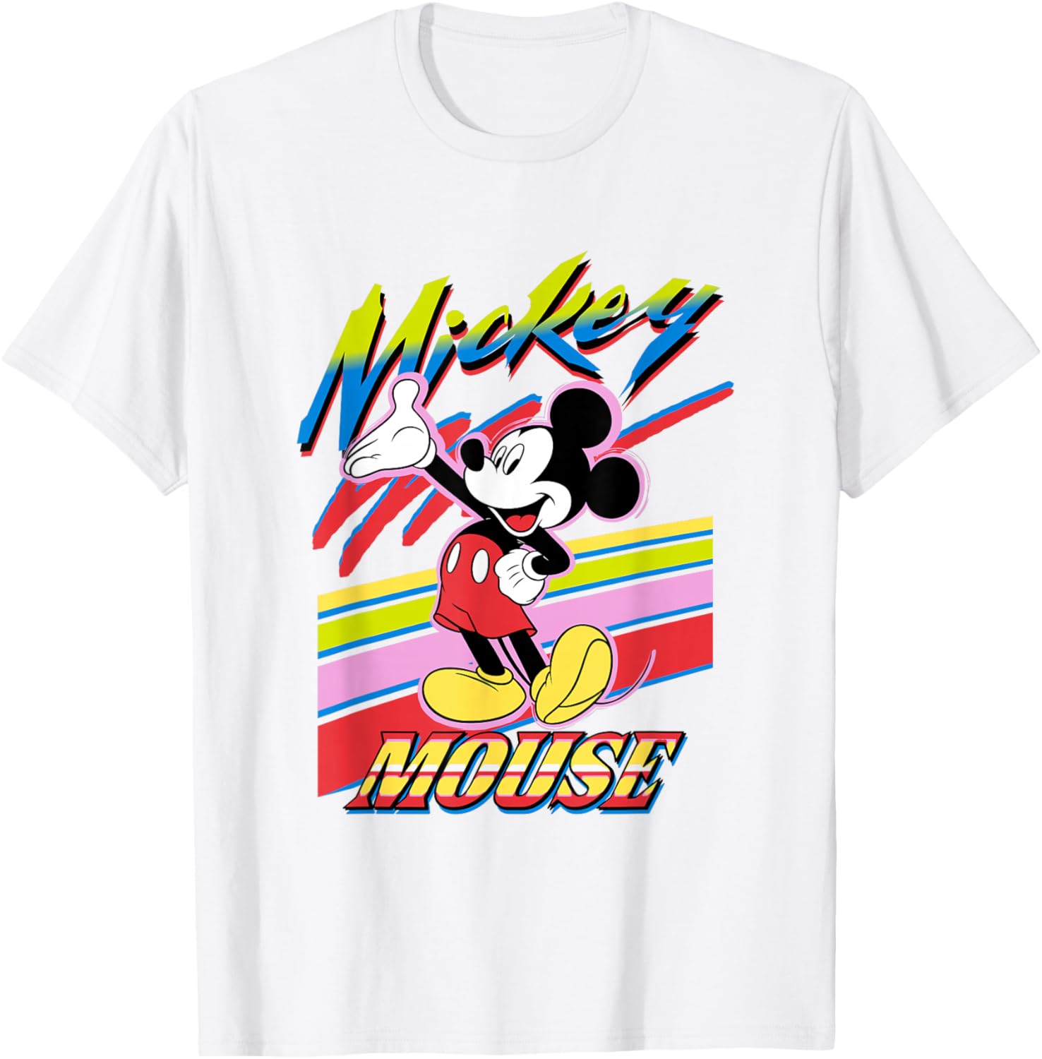 Vintage Disney Mickey and Friends Rainbow Stripes T-Shirt for Fun Style - 10