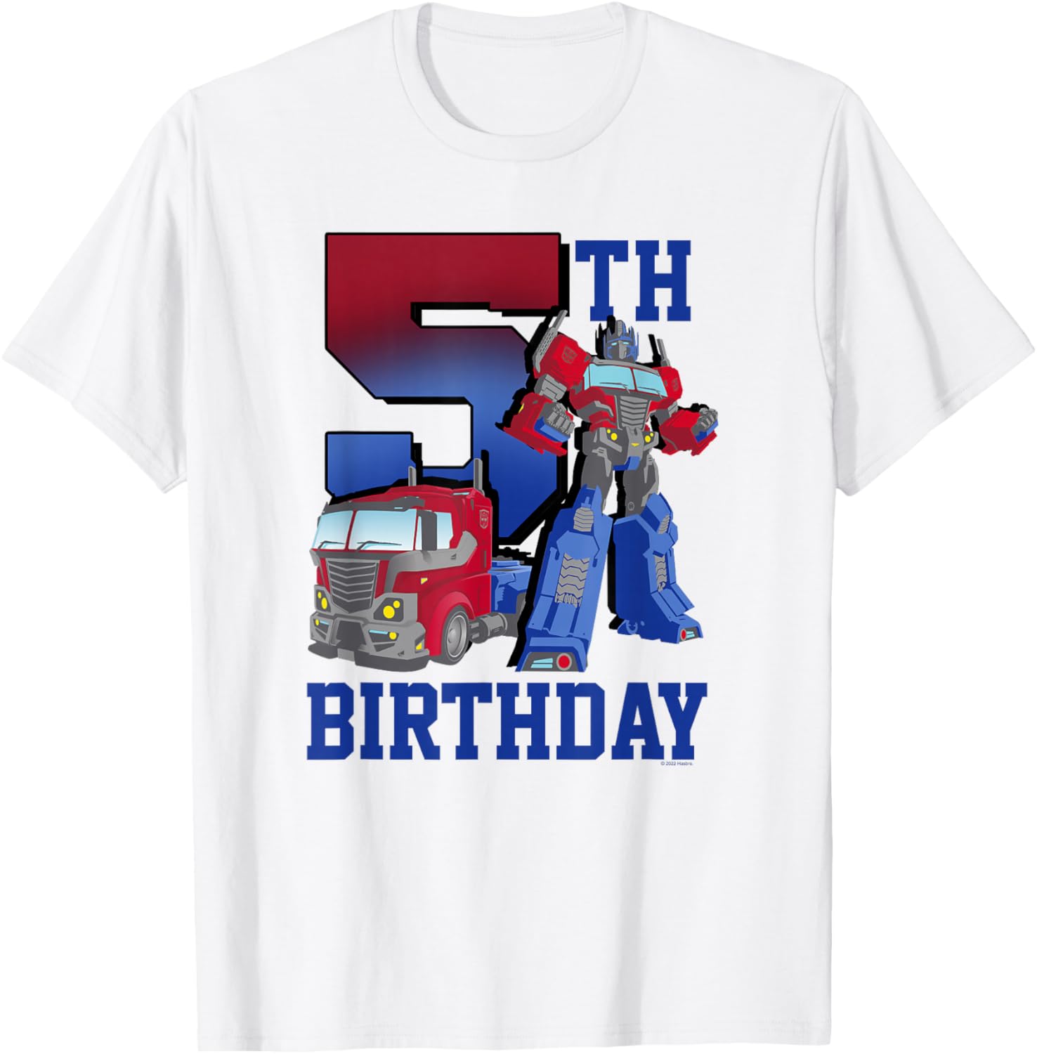 Transformers Optimus Prime 5th Birthday Gradient Poster T-Shirt for Kids - 5