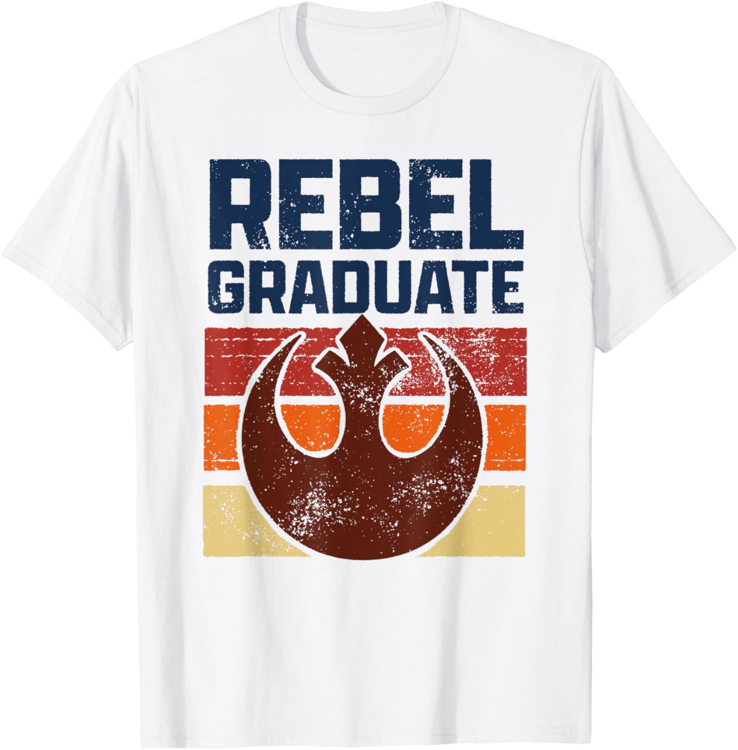 Star Wars Rebel Graduate Alliance Emblem Distressed T-Shirt for Fans - 1